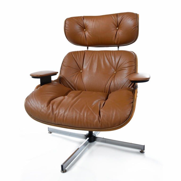 Mid-Century Modern Eames Style Lounge Chair and Ottoman ...