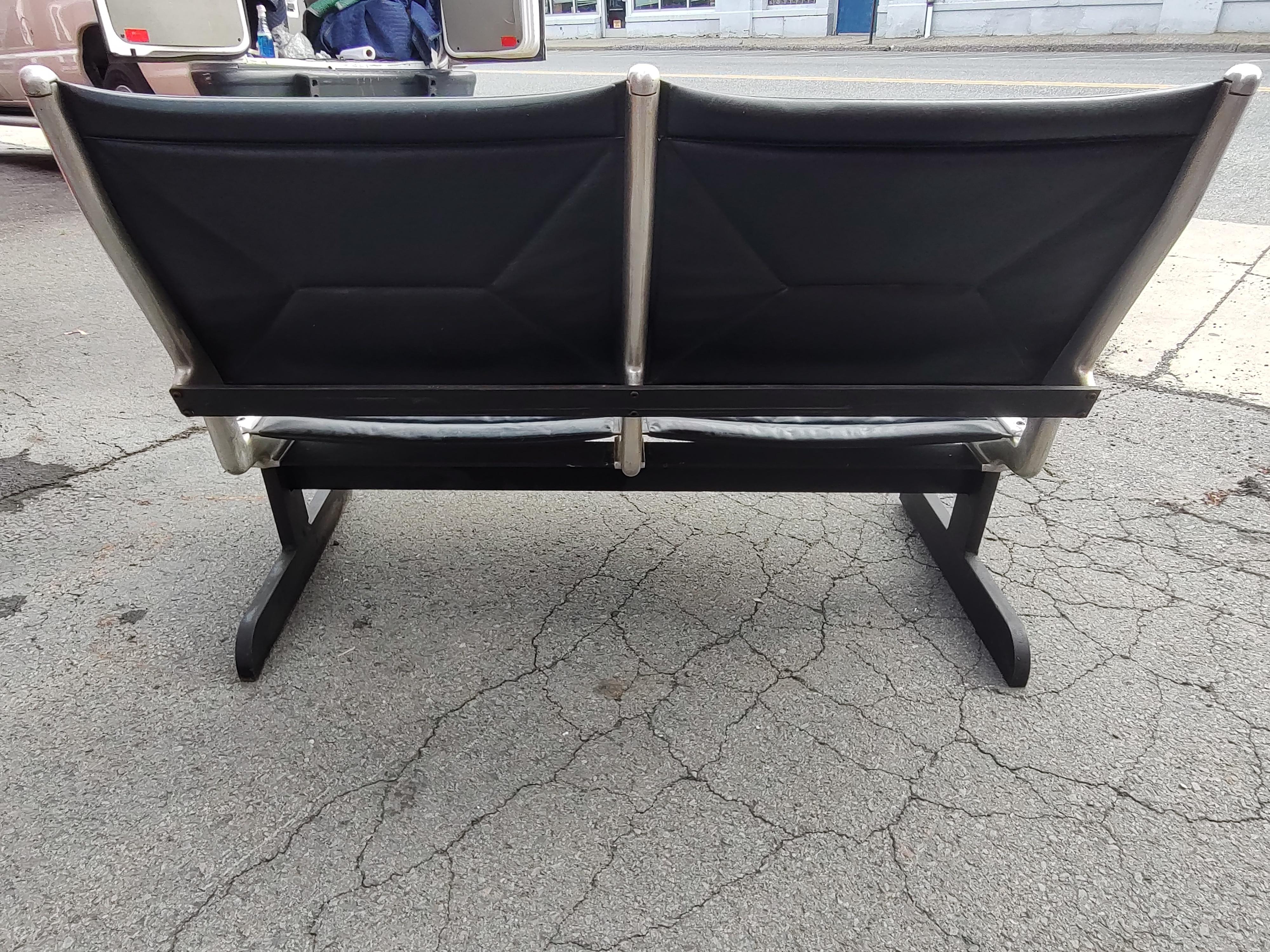 Eames Cast Mid-Century Modern Eames Two Seat Tandem Airport Settee by Herman ...