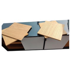 Mid-Century Modern Early Knoll Credenza in Black & White Laminate Oak Interior