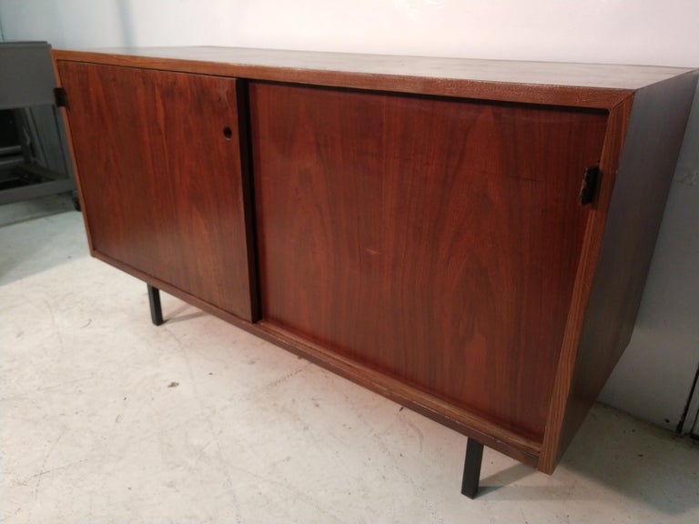 Lacquered Mid-Century Modern Early Knoll Walnut 2-Door Credenza For Sale