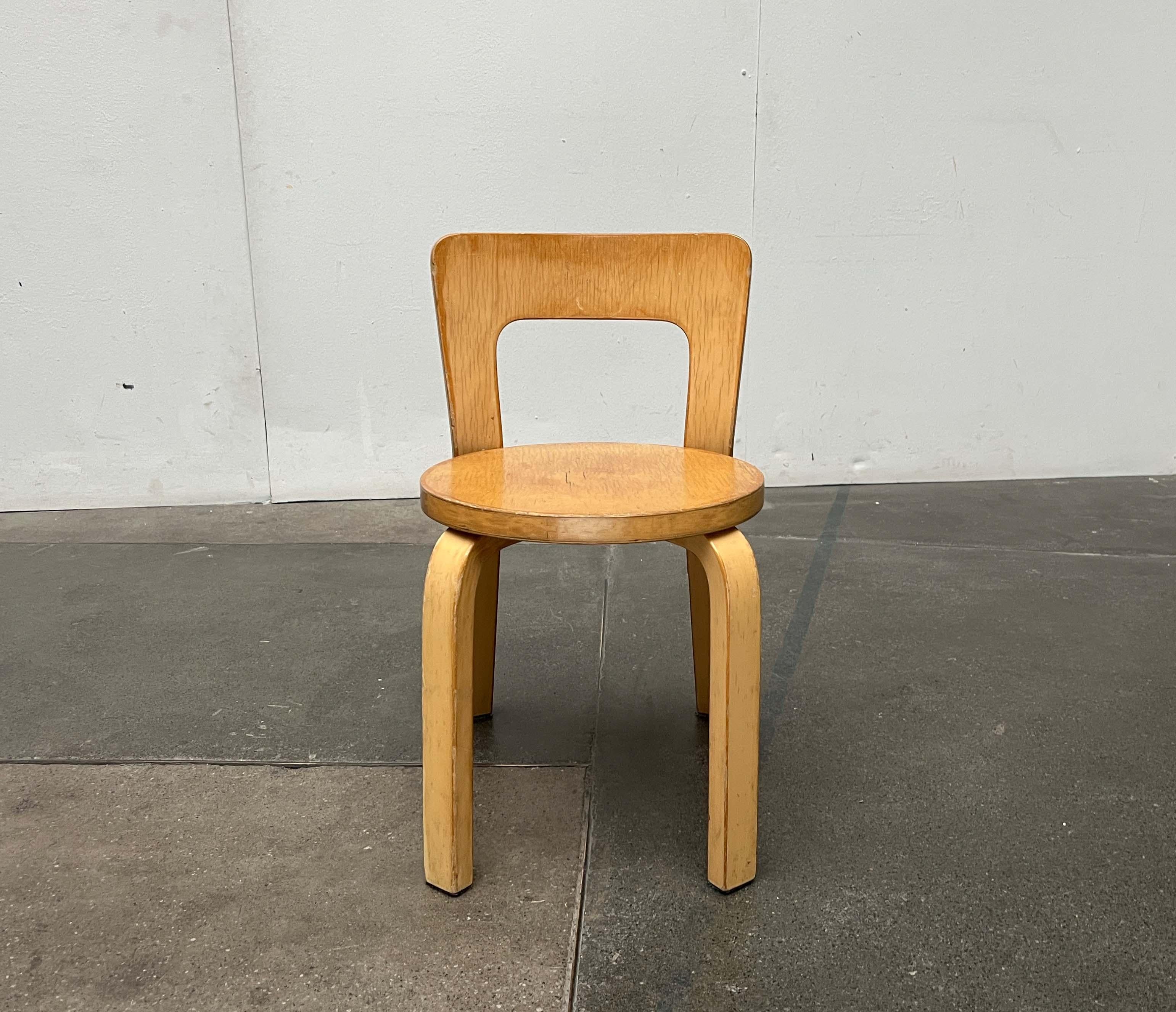 Legno Sedia per bambini N65 di metà secolo Alvar Aalto+Aalto Finlandia 1960s in vendita