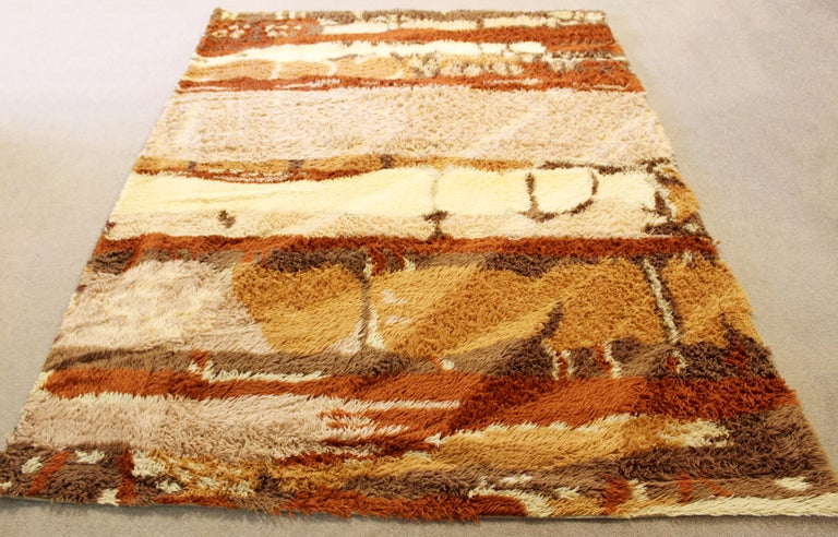 Mid-Century Modern Earth Tone Rectangular Danish Rya Shag Area Rug ...