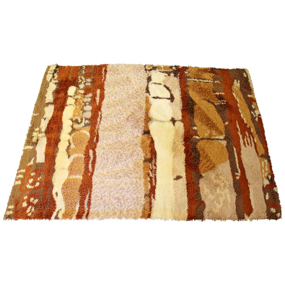 Mid-Century Modern Earth Tone Rectangular Danish Rya Shag Area Rug ...