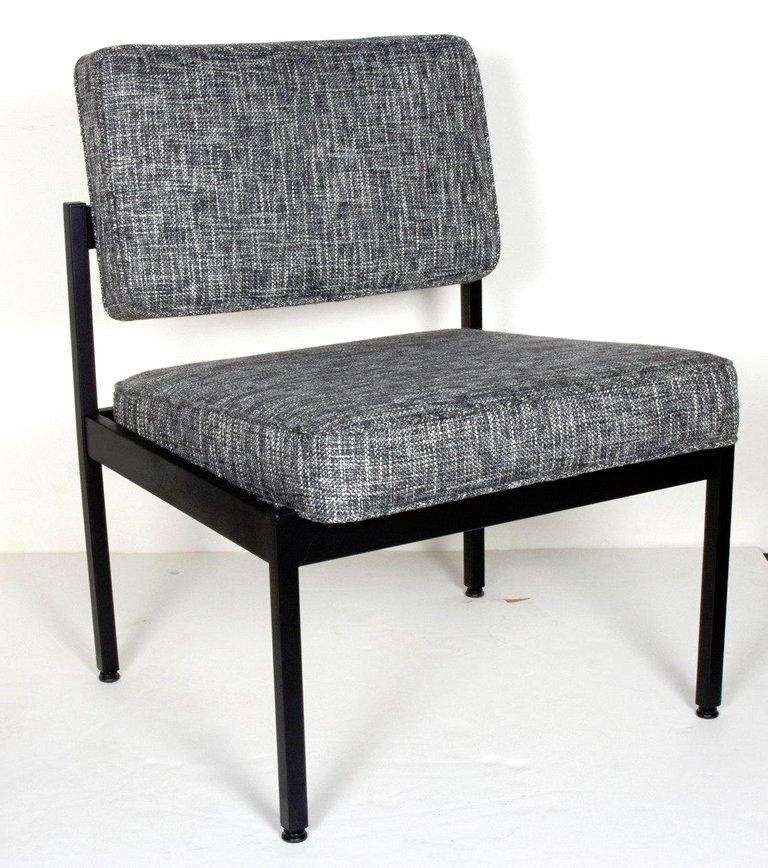 Industrial Mid-Century Modern Easy Chair in the Style of Florence Knoll