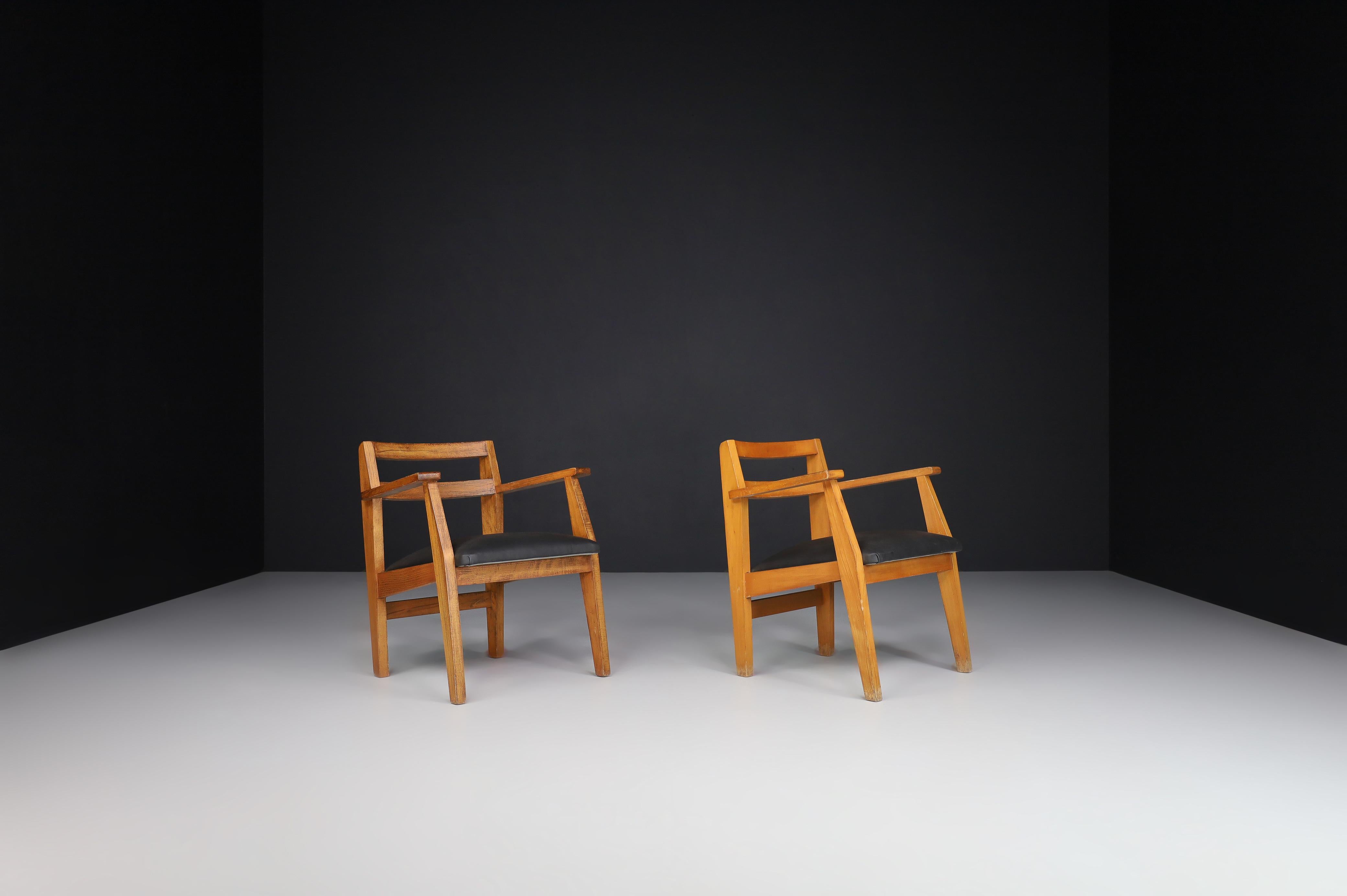 Mid-Century Modern Easy Chairs Attributed to René Gabriel, France, 1940s For Sale 1