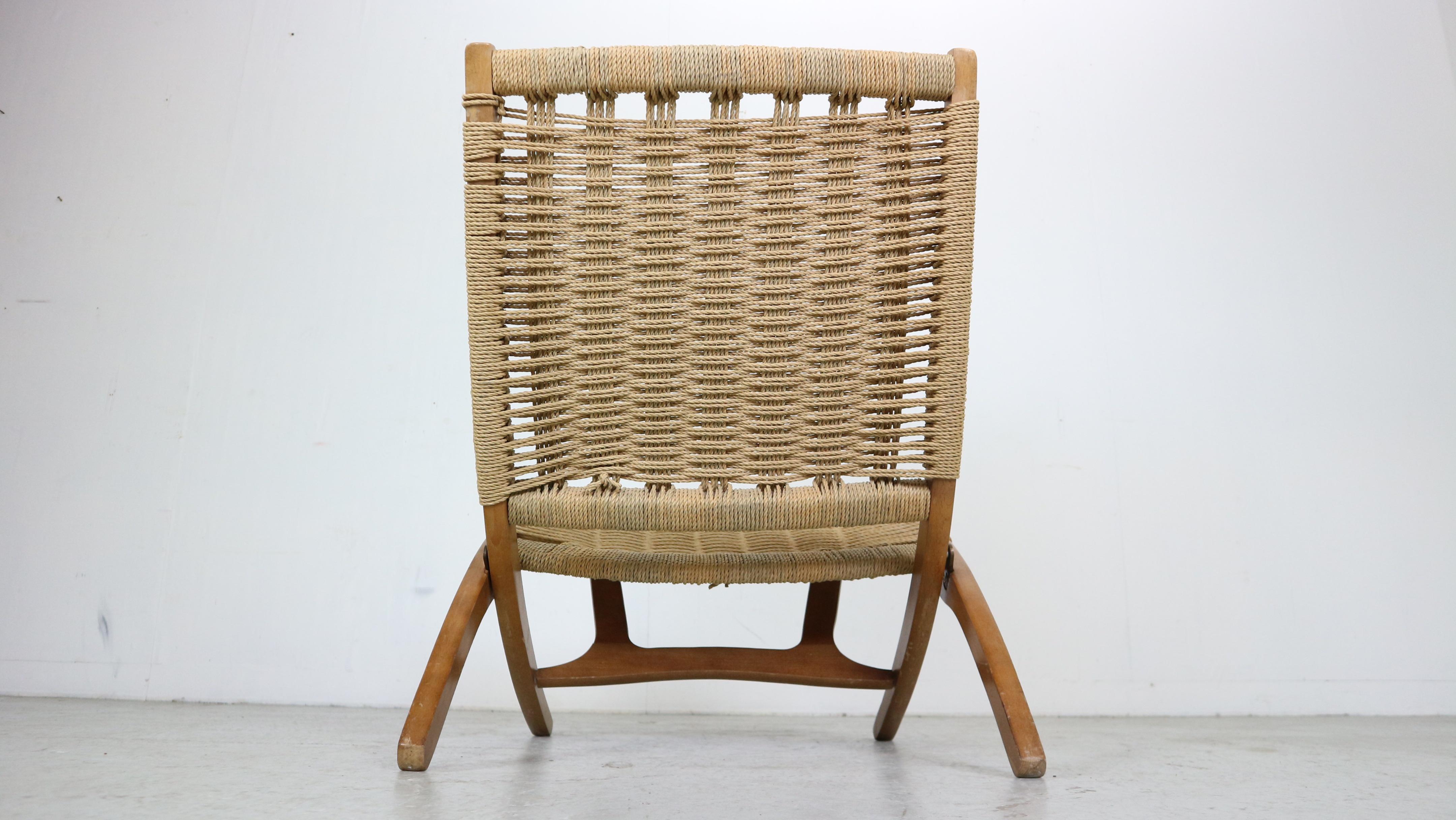 Mid- Century Modern Ebert Wels Beech& Rope Folding Lounge Chair, 1960's 5