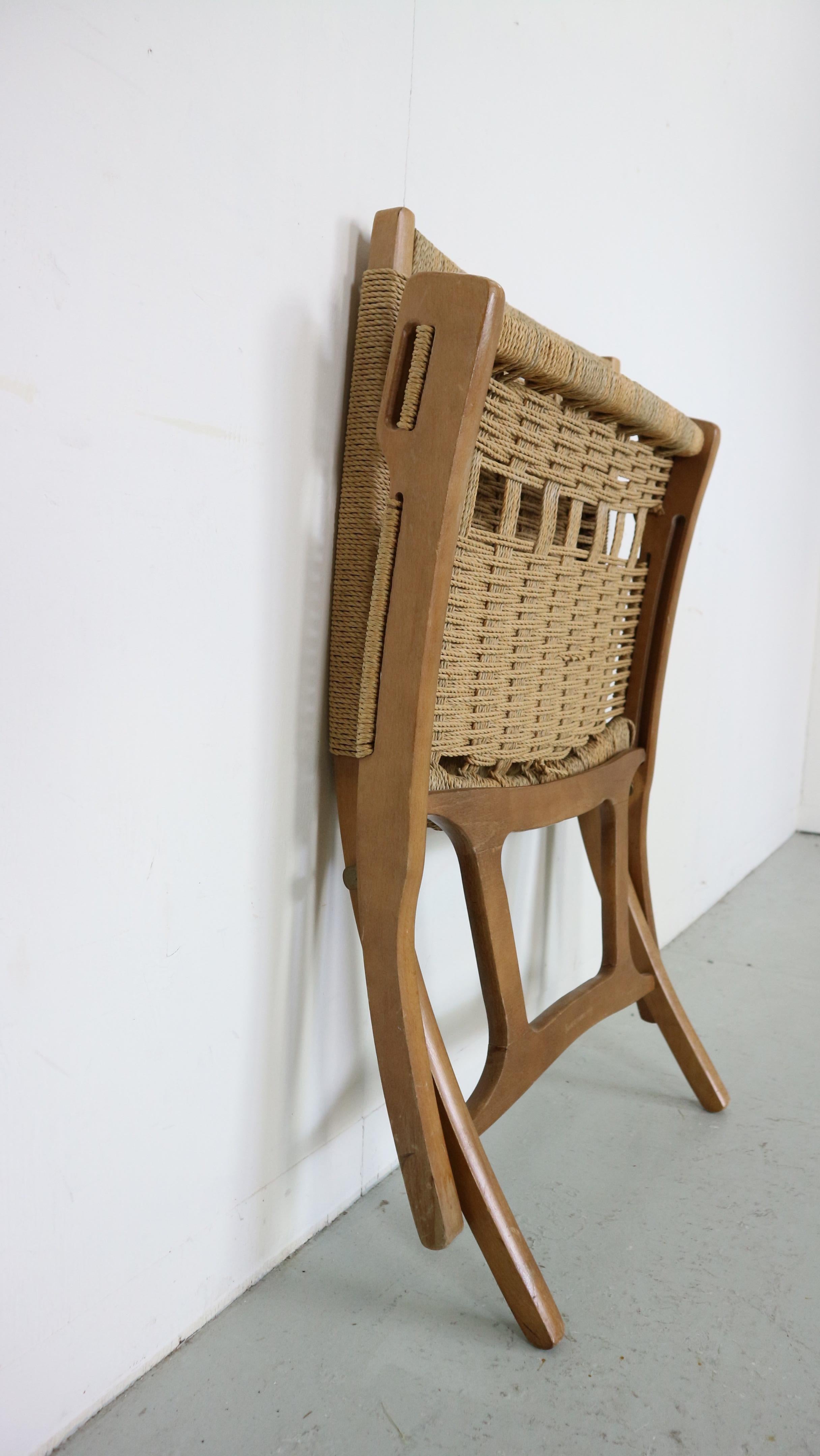 Mid- Century Modern Ebert Wels Beech& Rope Folding Lounge Chair, 1960's 6