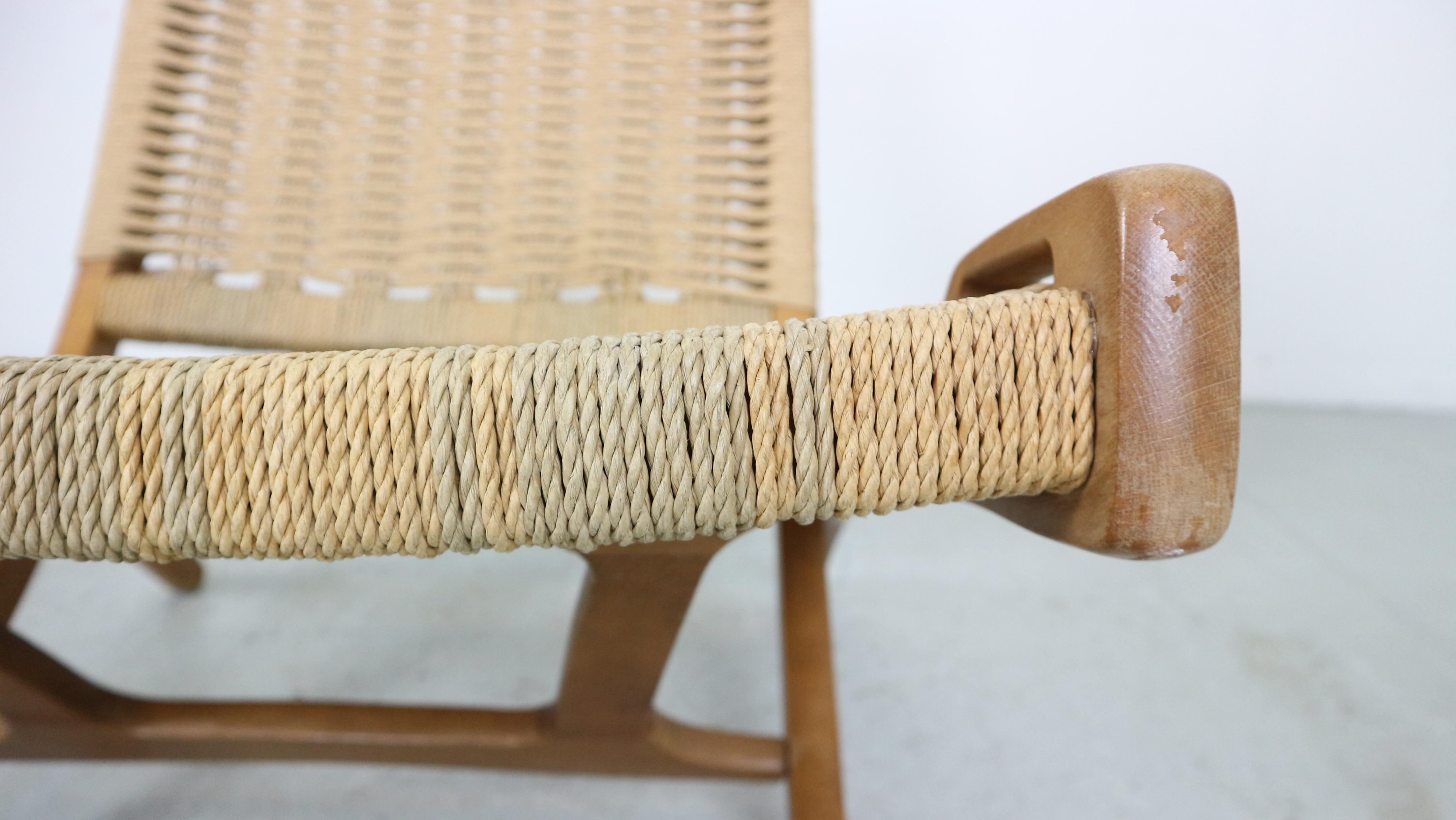 Mid- Century Modern Ebert Wels Beech& Rope Folding Lounge Chair, 1960's 10