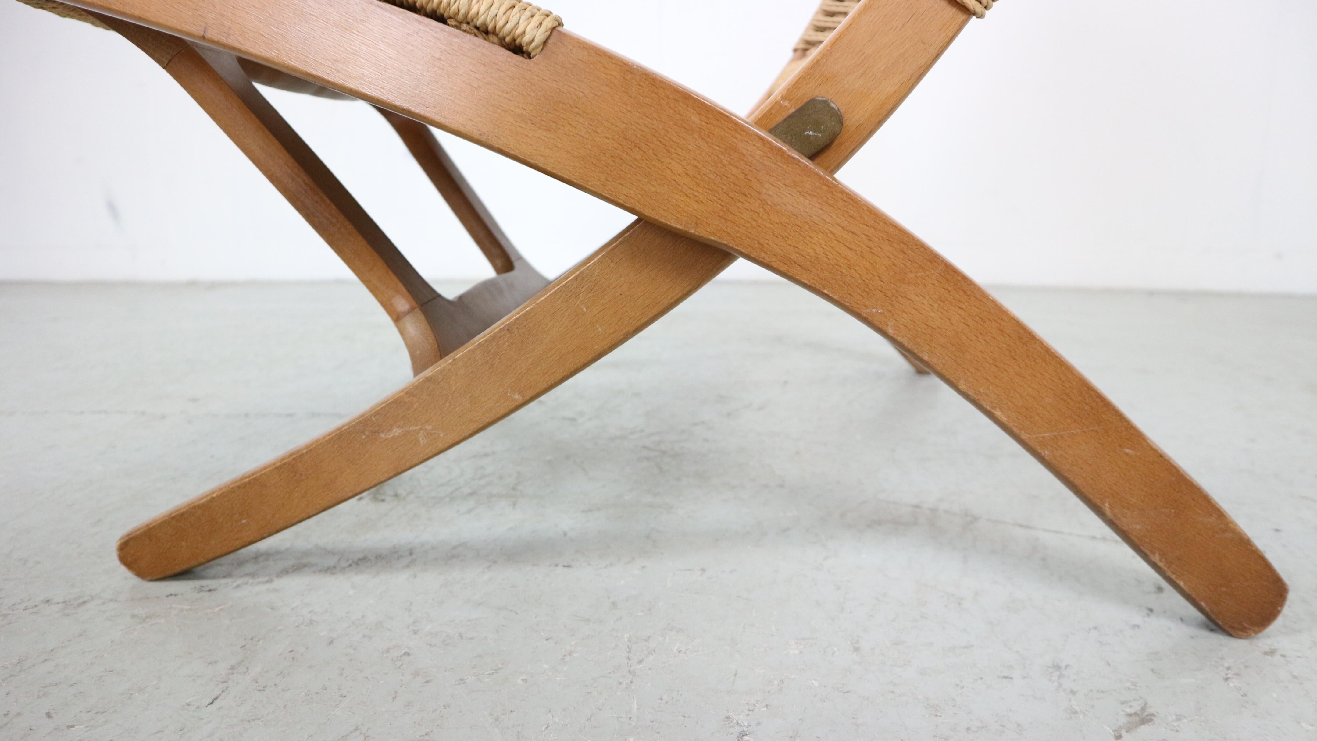 Mid- Century Modern Ebert Wels Beech& Rope Folding Lounge Chair, 1960's 13
