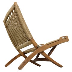 Mid- Century Modern Ebert Wels Beech& Rope Folding Lounge Chair, 1960's