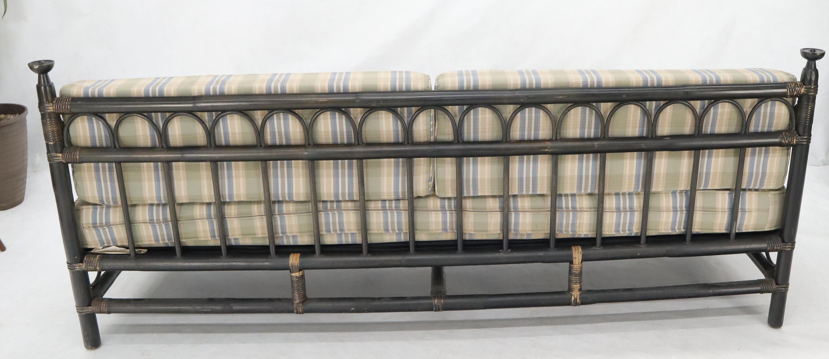 Mid-Century Modern Ebonized Bamboo Rattan Daybed Sofa McGuire  In Good Condition In Rockaway, NJ