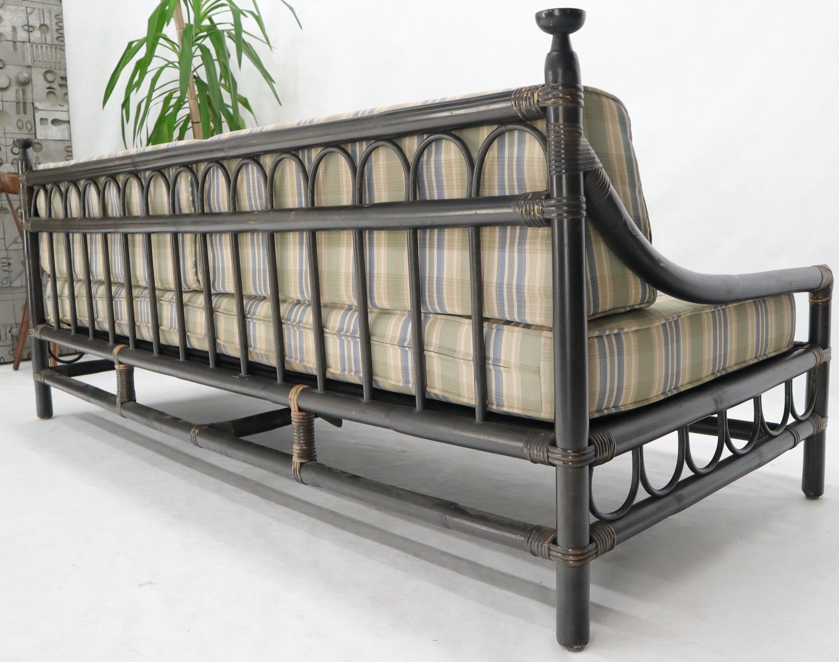 20th Century Mid-Century Modern Ebonized Bamboo Rattan Daybed Sofa McGuire 