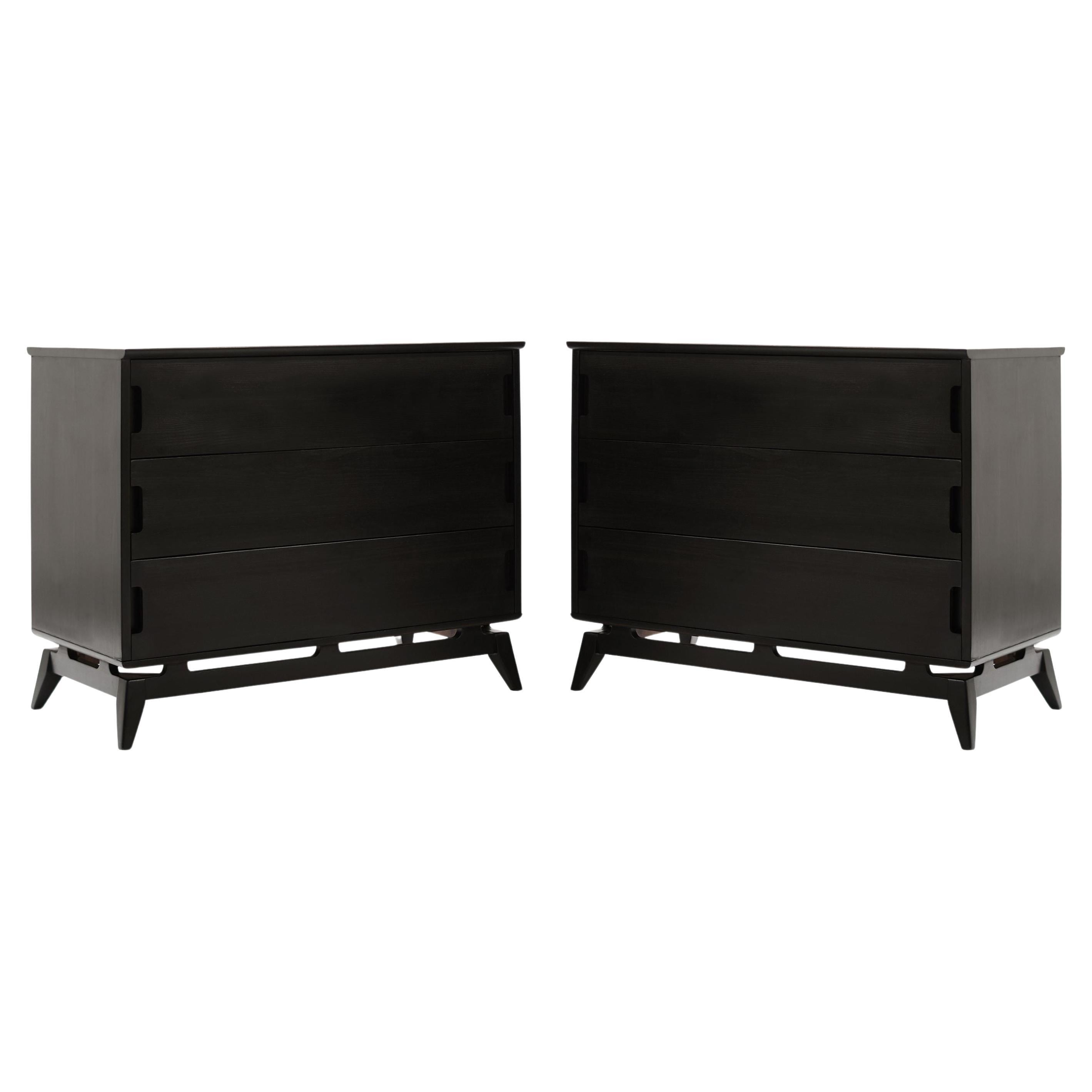 Mid-Century Modern Ebonized Bedside Tables, 1950s