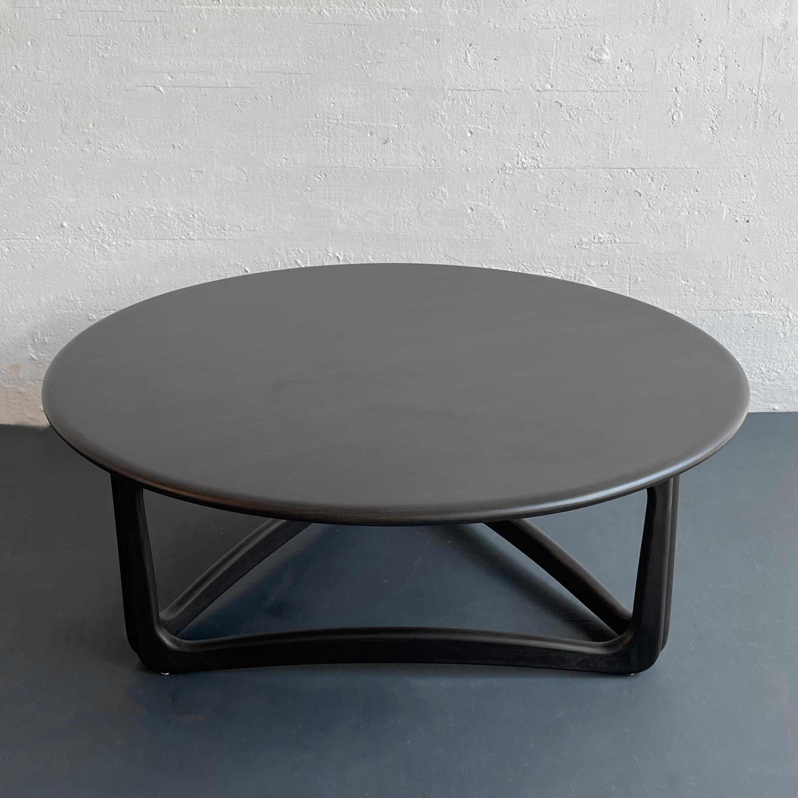 Oak Mid-Century Modern Ebonized Coffee Table By Warren C Church For Lane Perception
