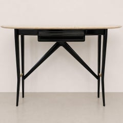 Console in stile Mid-Century Modern, in legno nero ebanizzato e marmo, di Ico Parisi, Italia