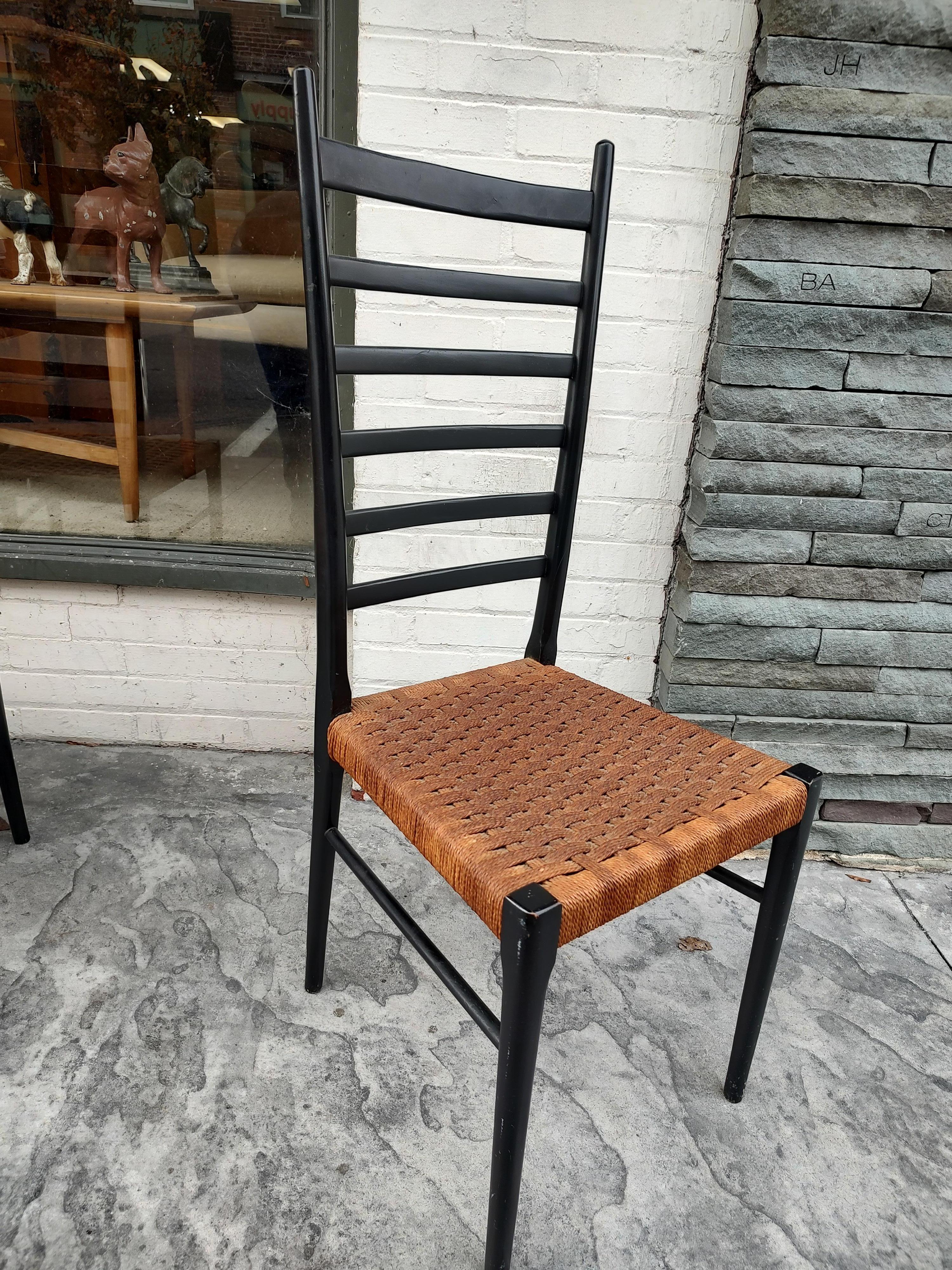 Mid-Century Modern  Ebonized Dining Chairs 6 total 2 Natural Style of Gio Ponti For Sale 1