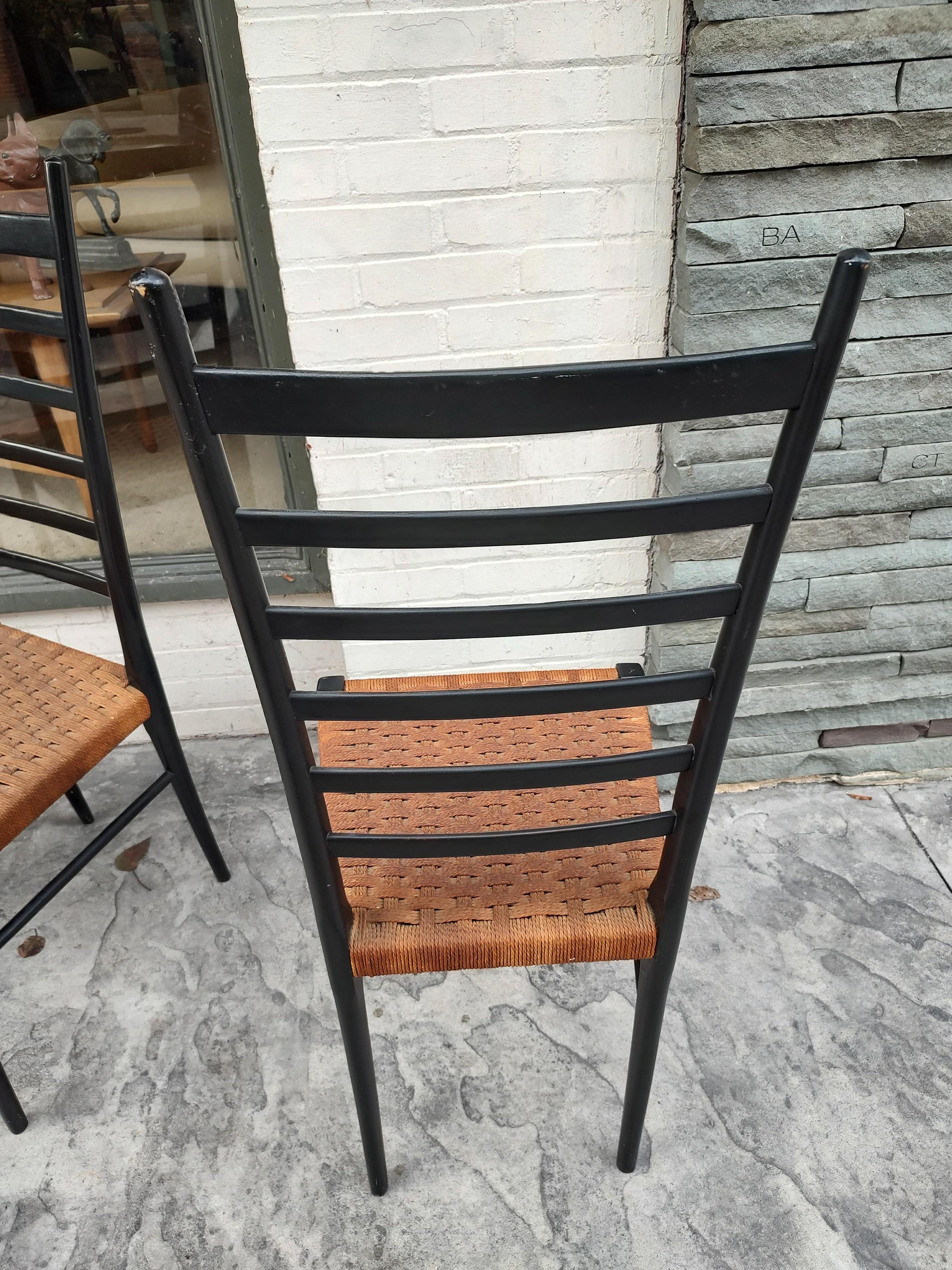 Mid-Century Modern  Ebonized Dining Chairs 6 total 2 Natural Style of Gio Ponti For Sale 2