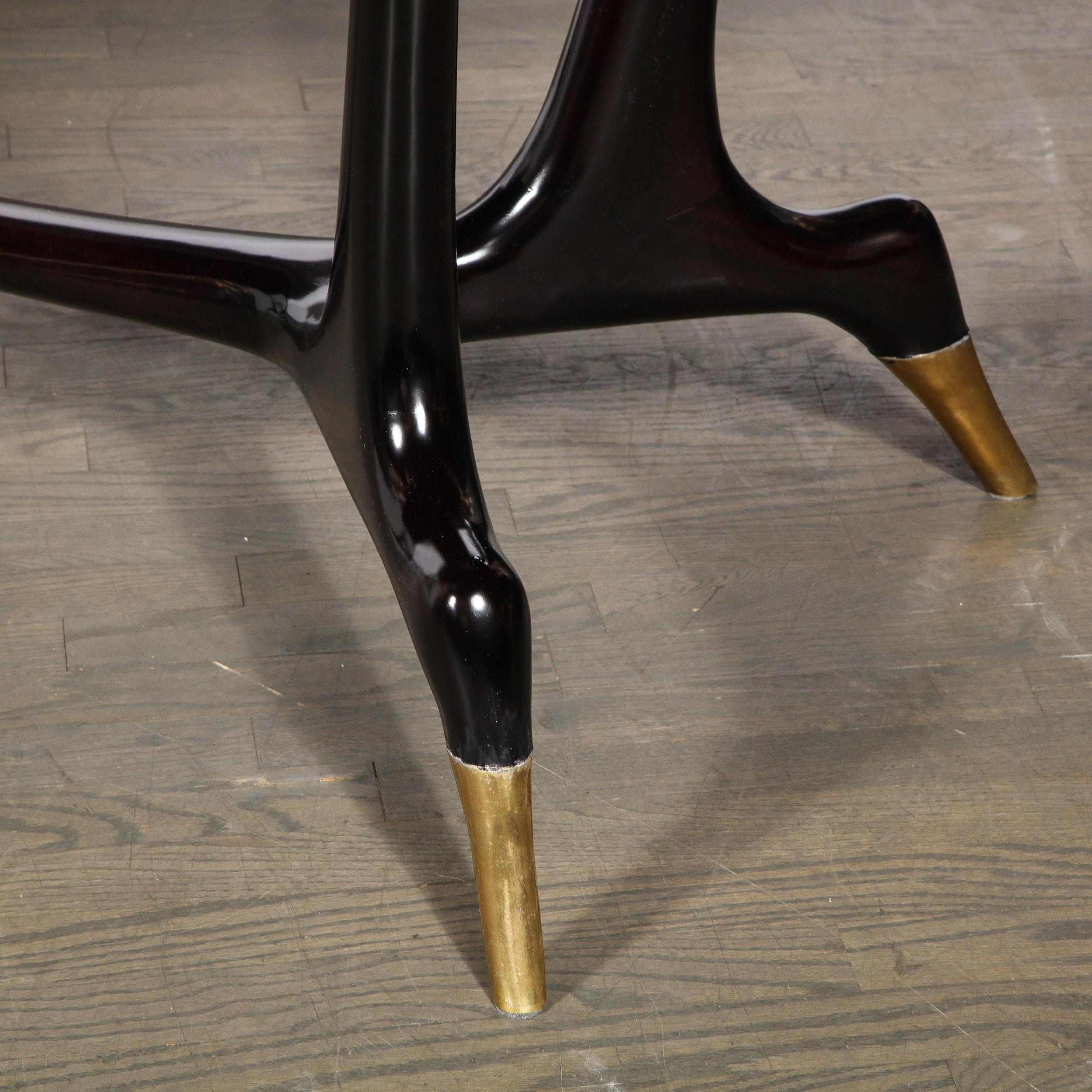 Mid-Century Modern Ebonized Dining Table w/ Brass Details, Manner of Ico Parisi 6