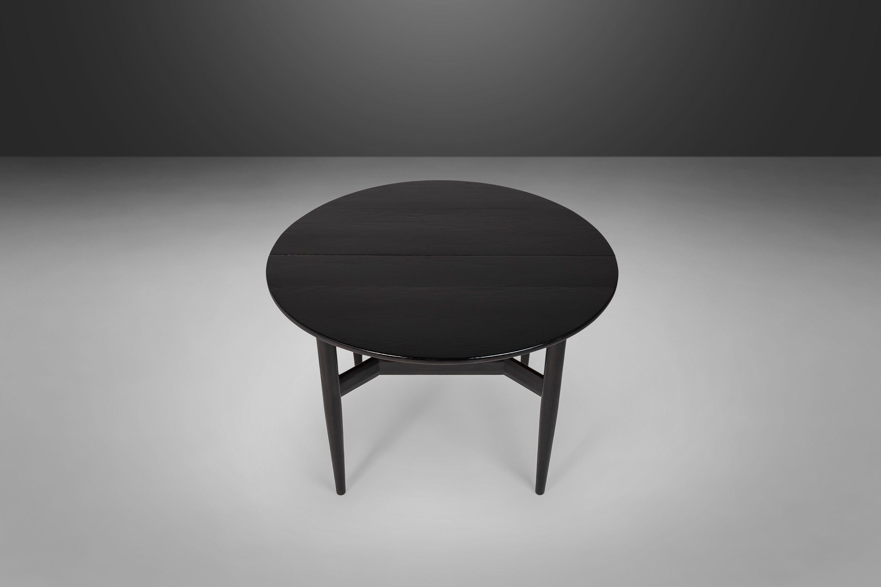 Mid-20th Century Mid-Century Ebonized Extension Dining Table w/ Architectural Leg Base, c. 1960's For Sale