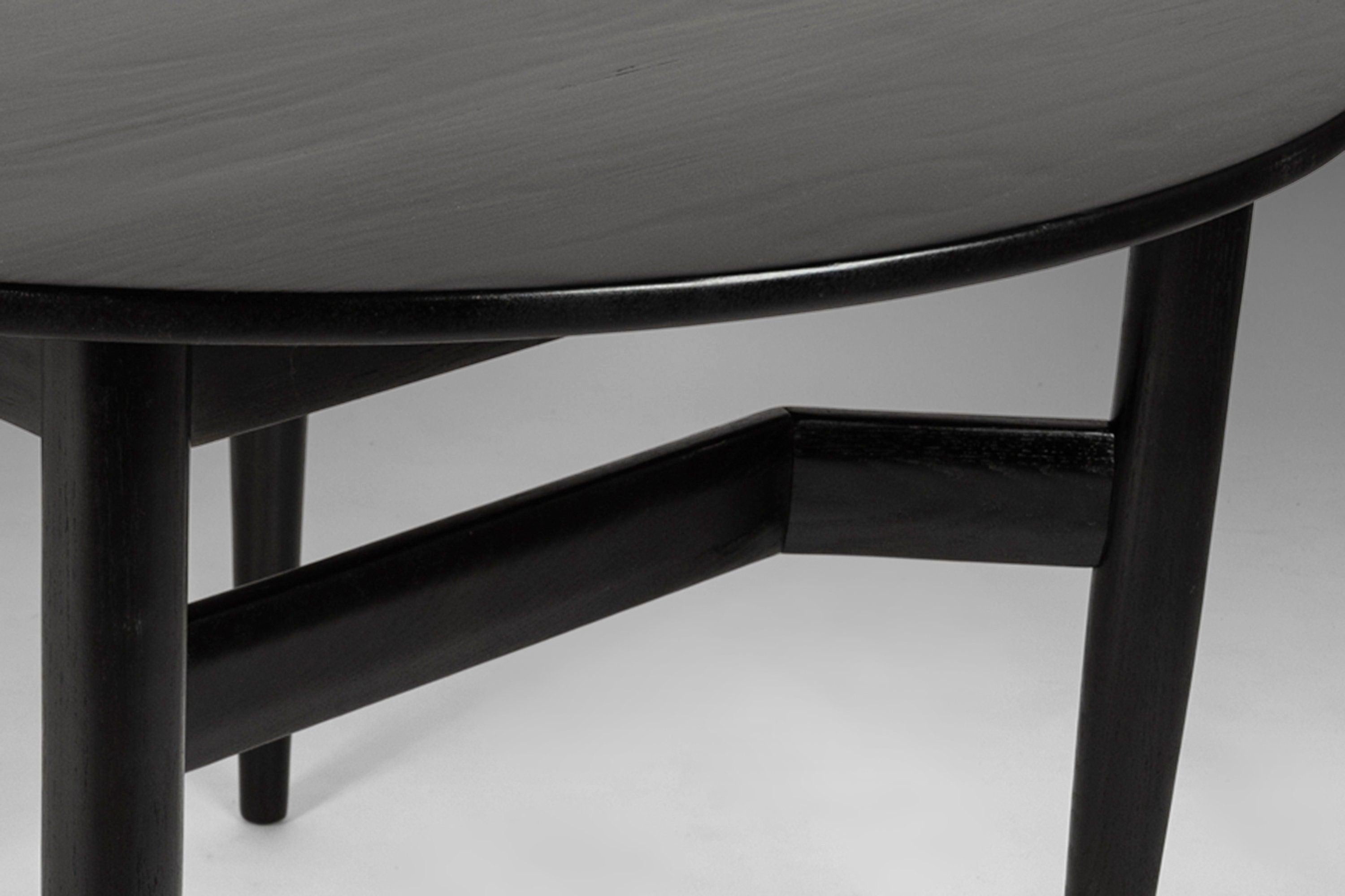 Walnut Mid-Century Ebonized Extension Dining Table w/ Architectural Leg Base, c. 1960's For Sale