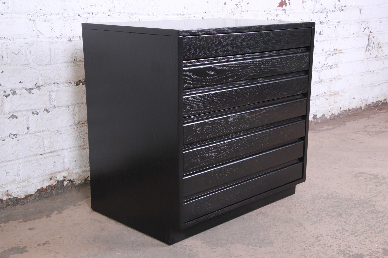 Mid Century Modern Ebonized Four Drawer Bachelor Chest By Sligh