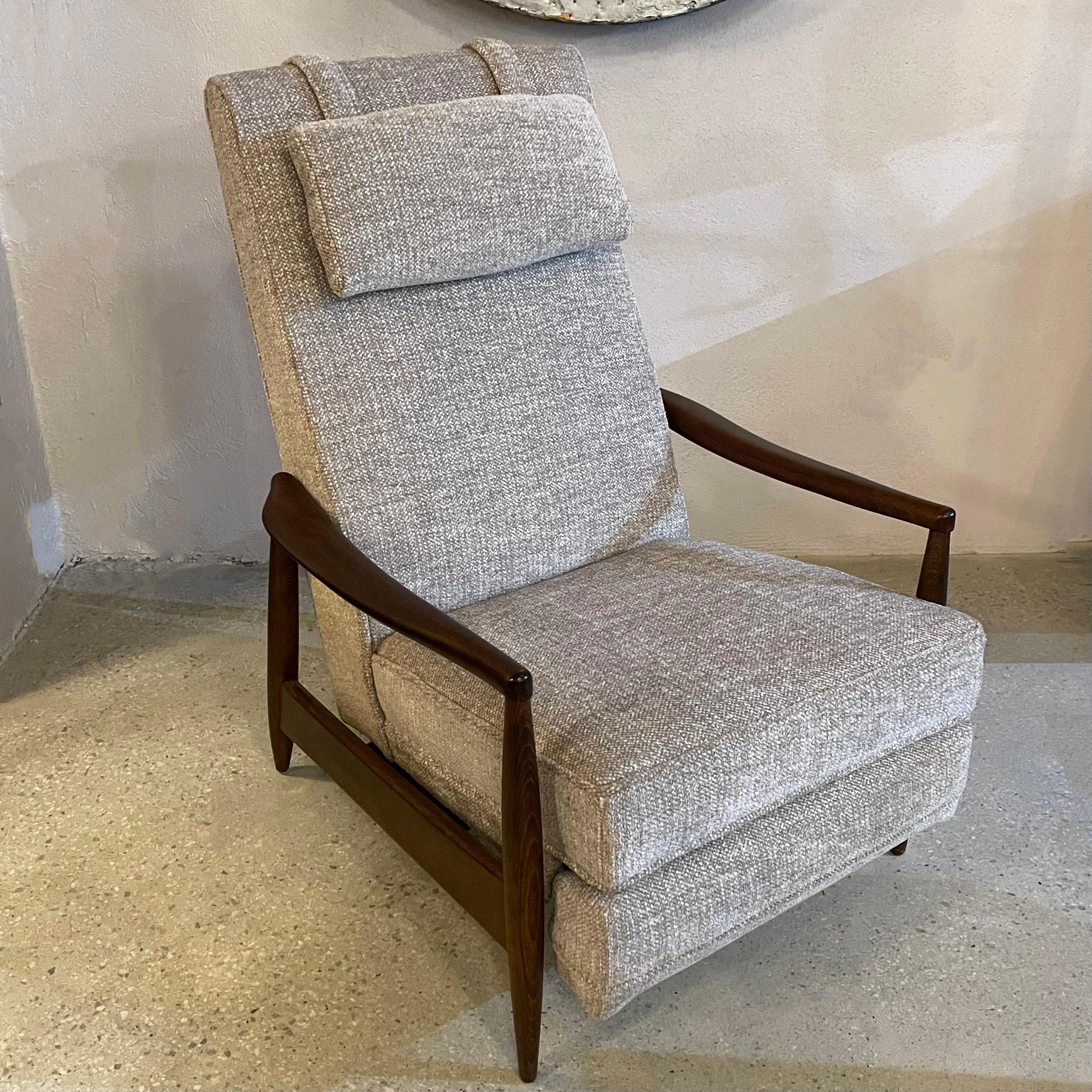American Mid-Century Modern Ebonized Maple Recliner Lounge Chair