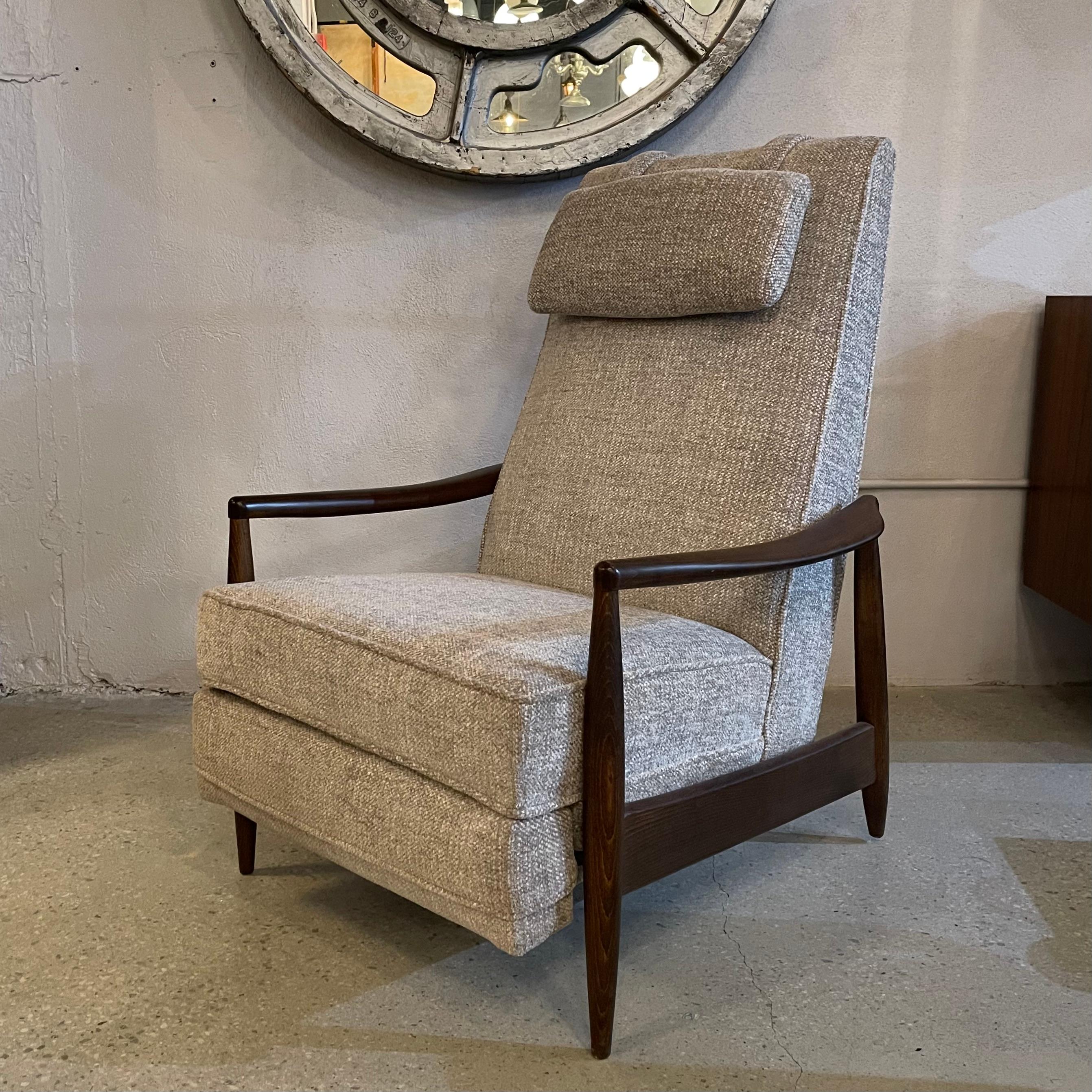 Mid-Century Modern Ebonized Maple Recliner Lounge Chair 1