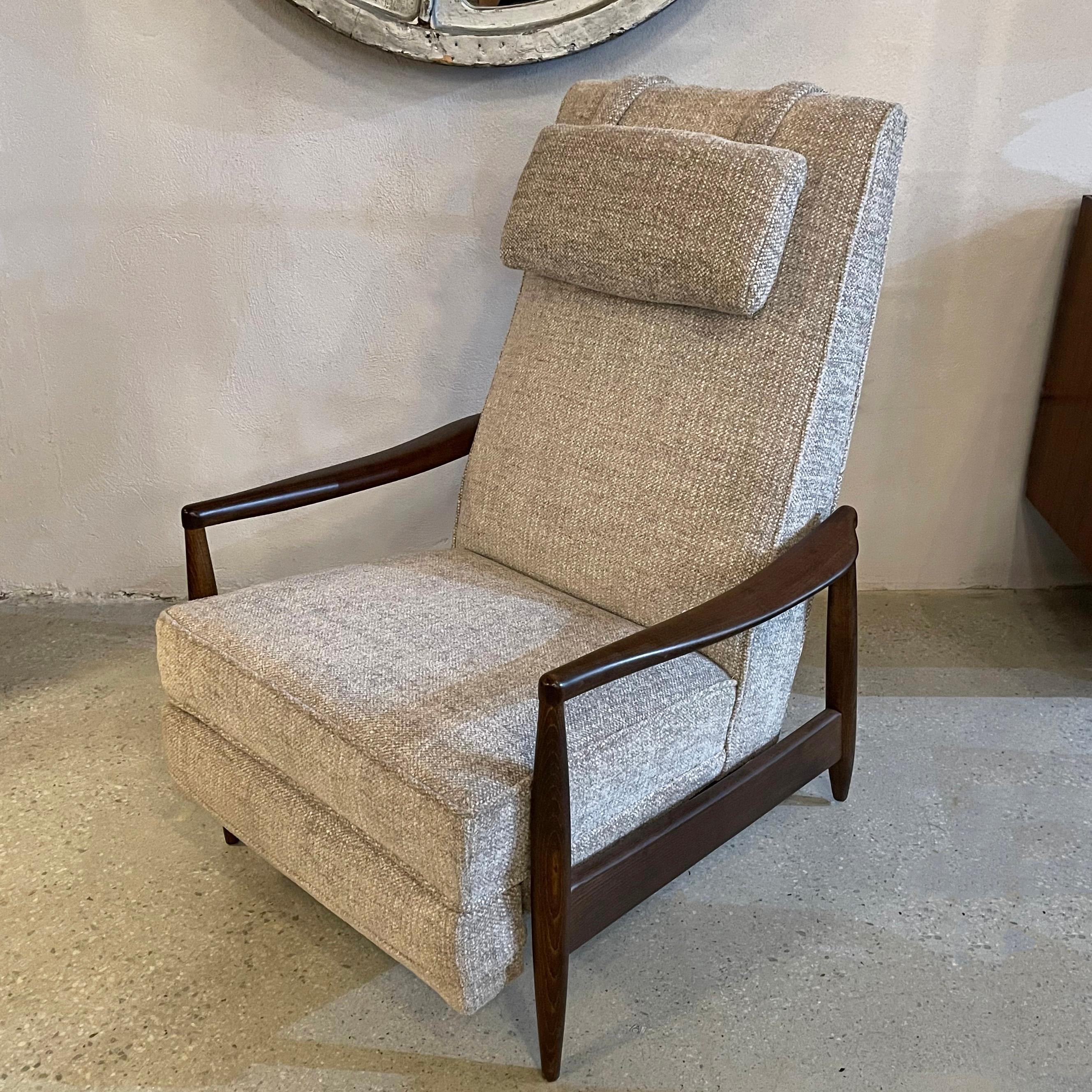 Mid-Century Modern Ebonized Maple Recliner Lounge Chair 3