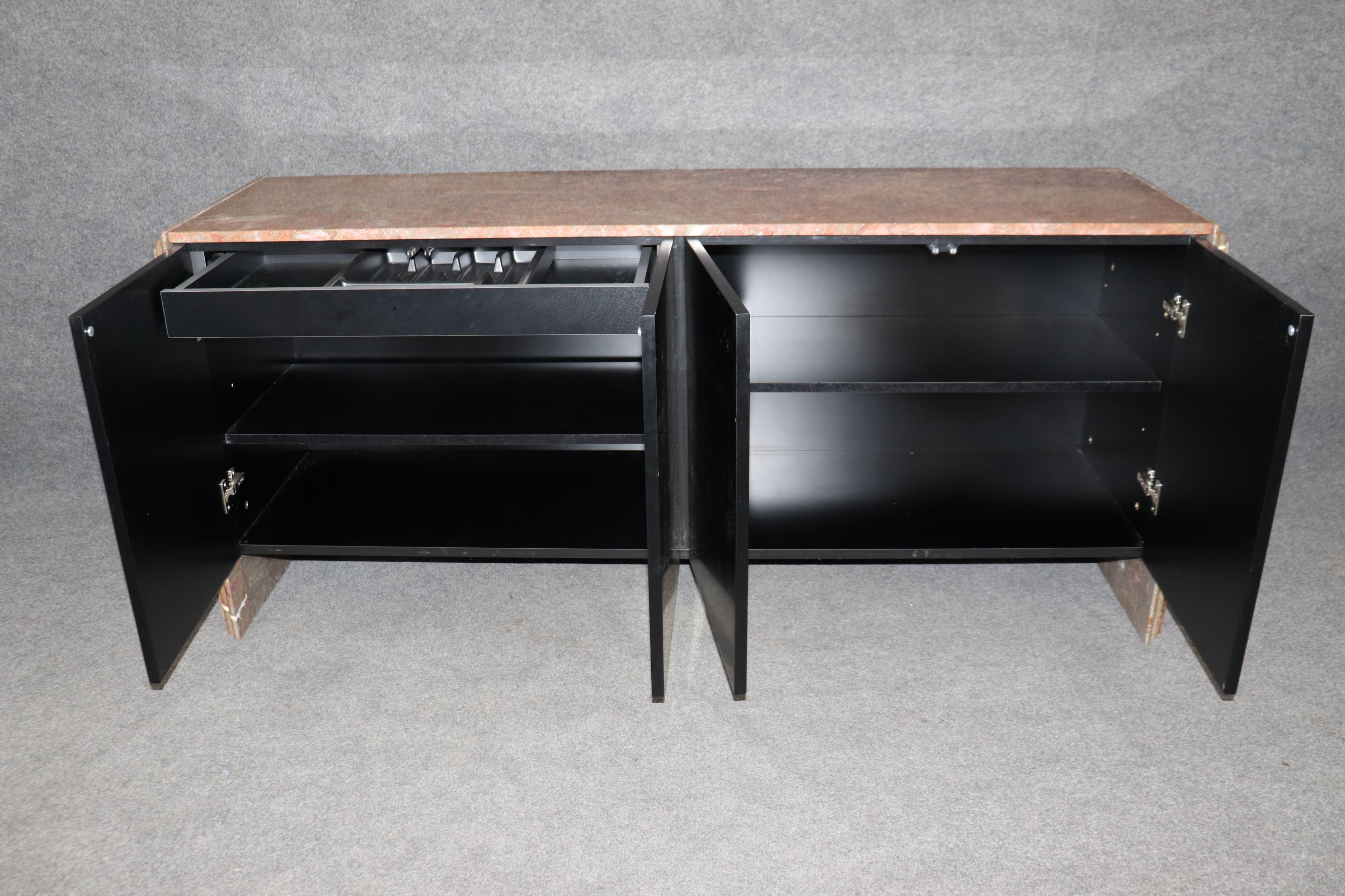 Mid-Century Modern Mid Century Modern Ebonized Marble Top and Marble Sided Sideboard For Sale