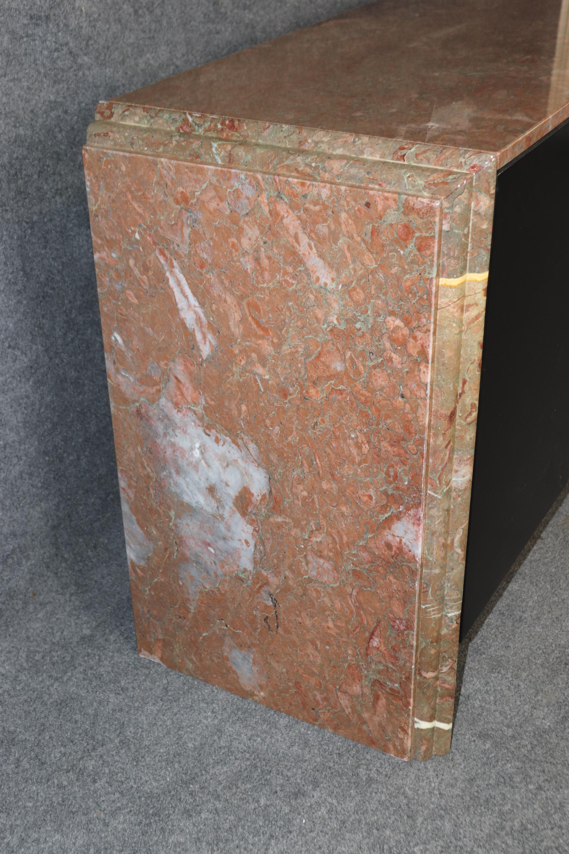 Late 20th Century Mid Century Modern Ebonized Marble Top and Marble Sided Sideboard