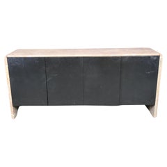 Mid Century Modern Ebonized Marble Top and Marble Sided Sideboard