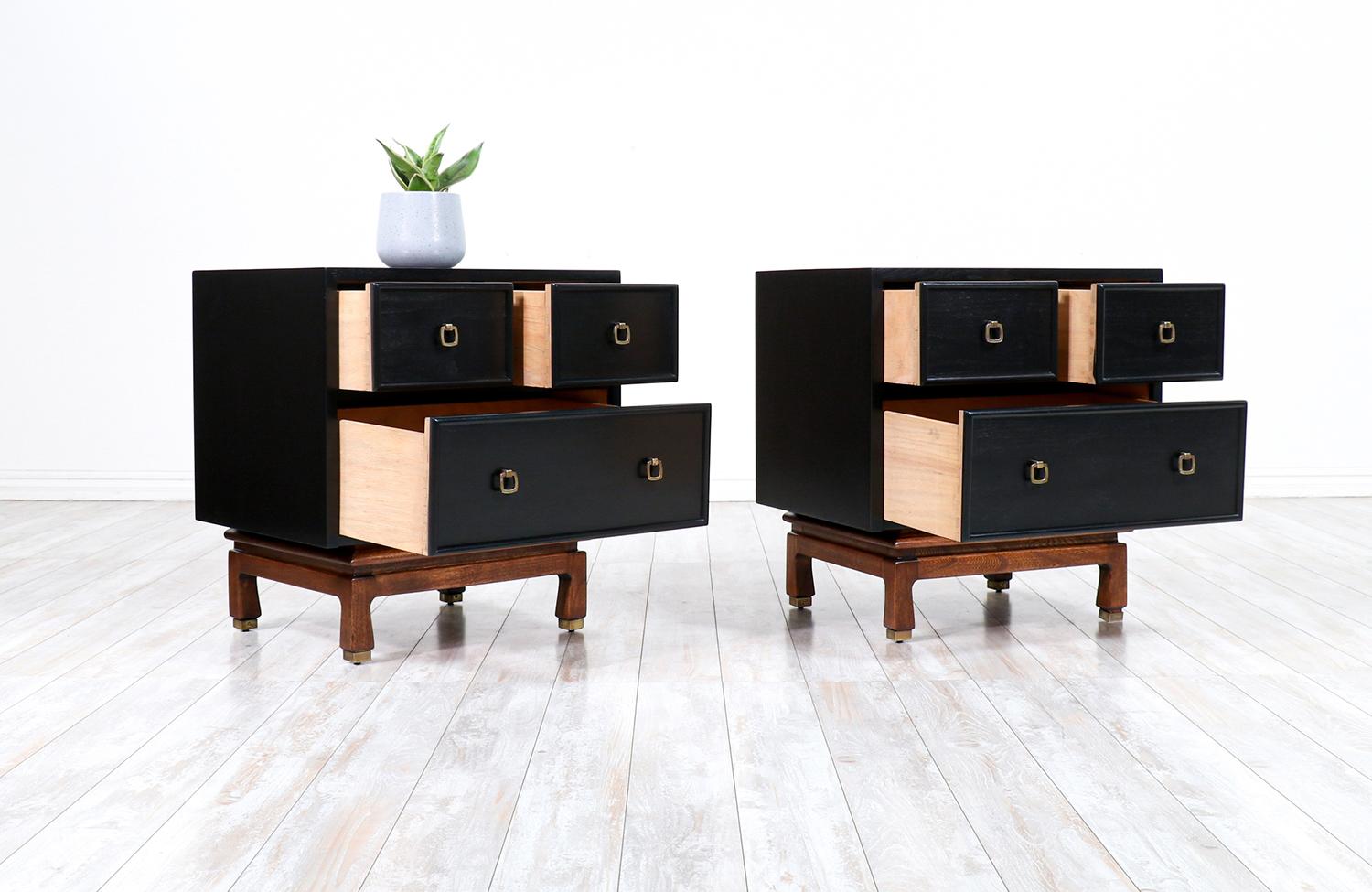 Mid-20th Century Mid-Century Modern Ebonized Night Stands by American of Martinsville