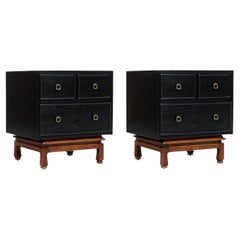 Mid-Century Modern Ebonized Night Stands by American of Martinsville