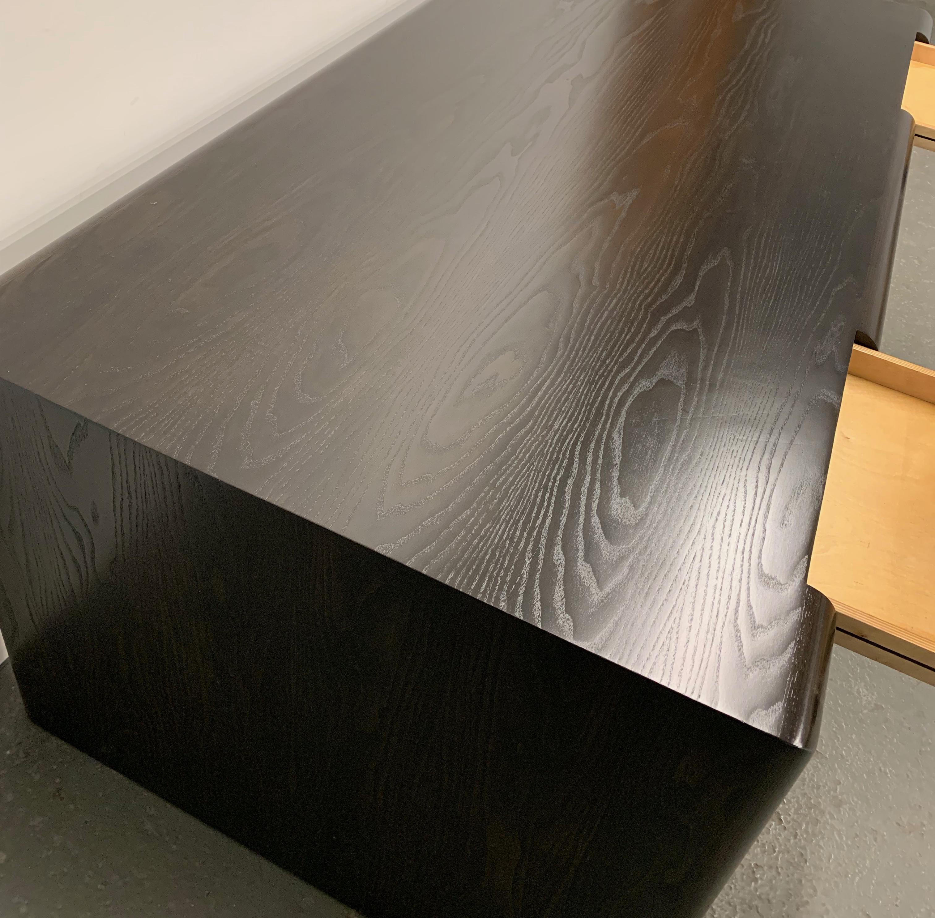 Mid-Century Modern Ebonized Oak Partners Desk In Good Condition In Brooklyn, NY
