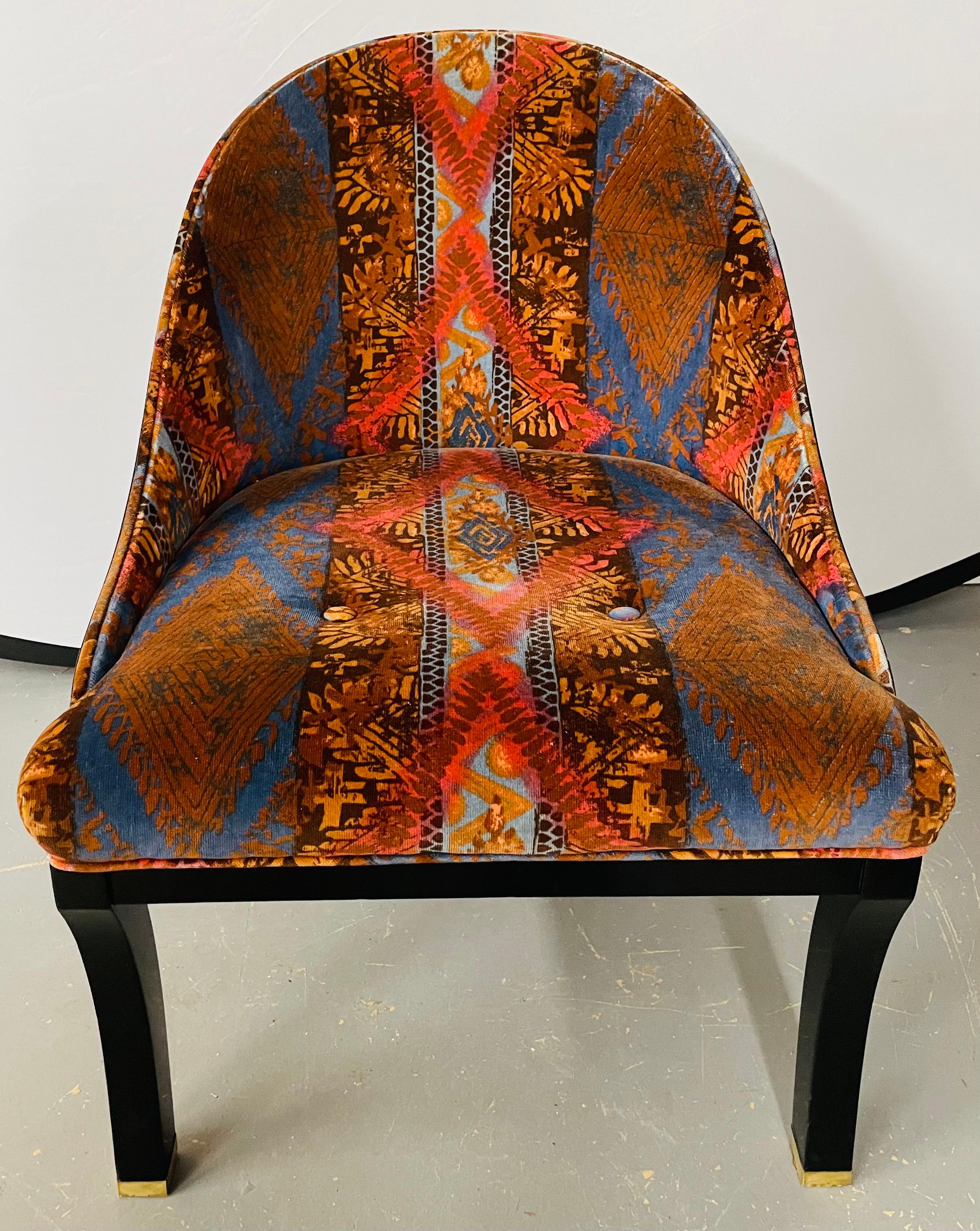 20th Century Mid-Century Modern Ebonized Shell Lounge Chairs, a Pair