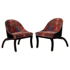 Mid-Century Modern Ebonized Shell Lounge Chairs, a Pair