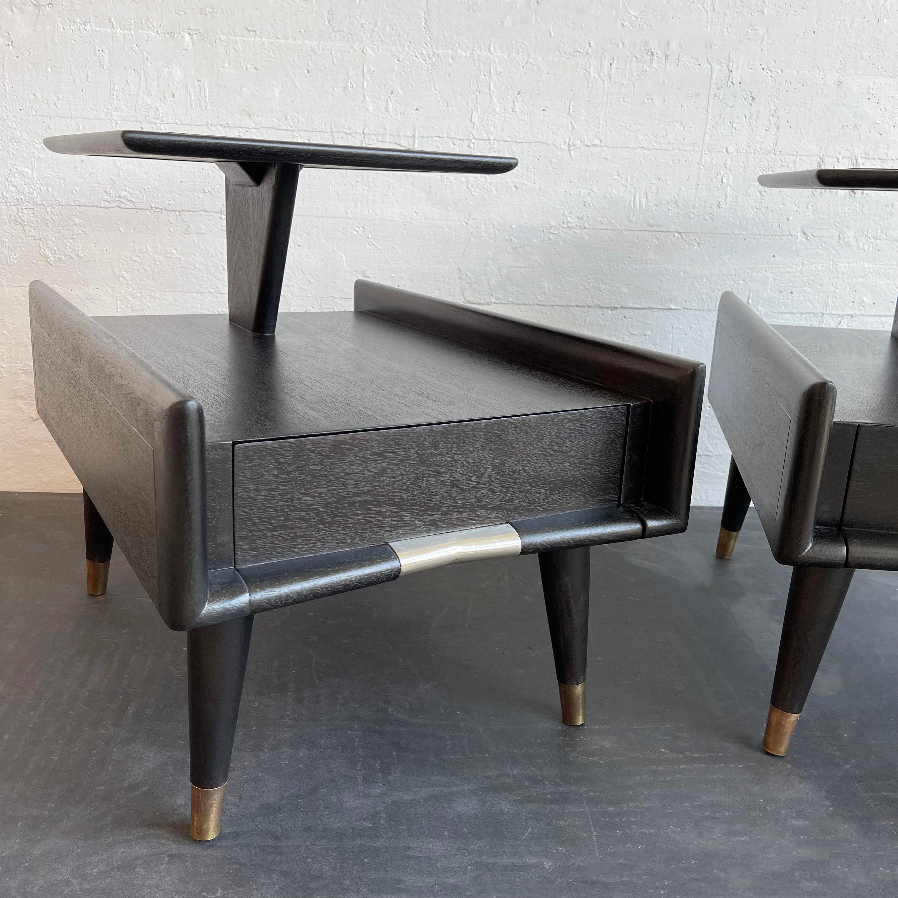 Mid-Century Modern Ebonized Stepped End Tables By Gordon's Furniture  For Sale 4