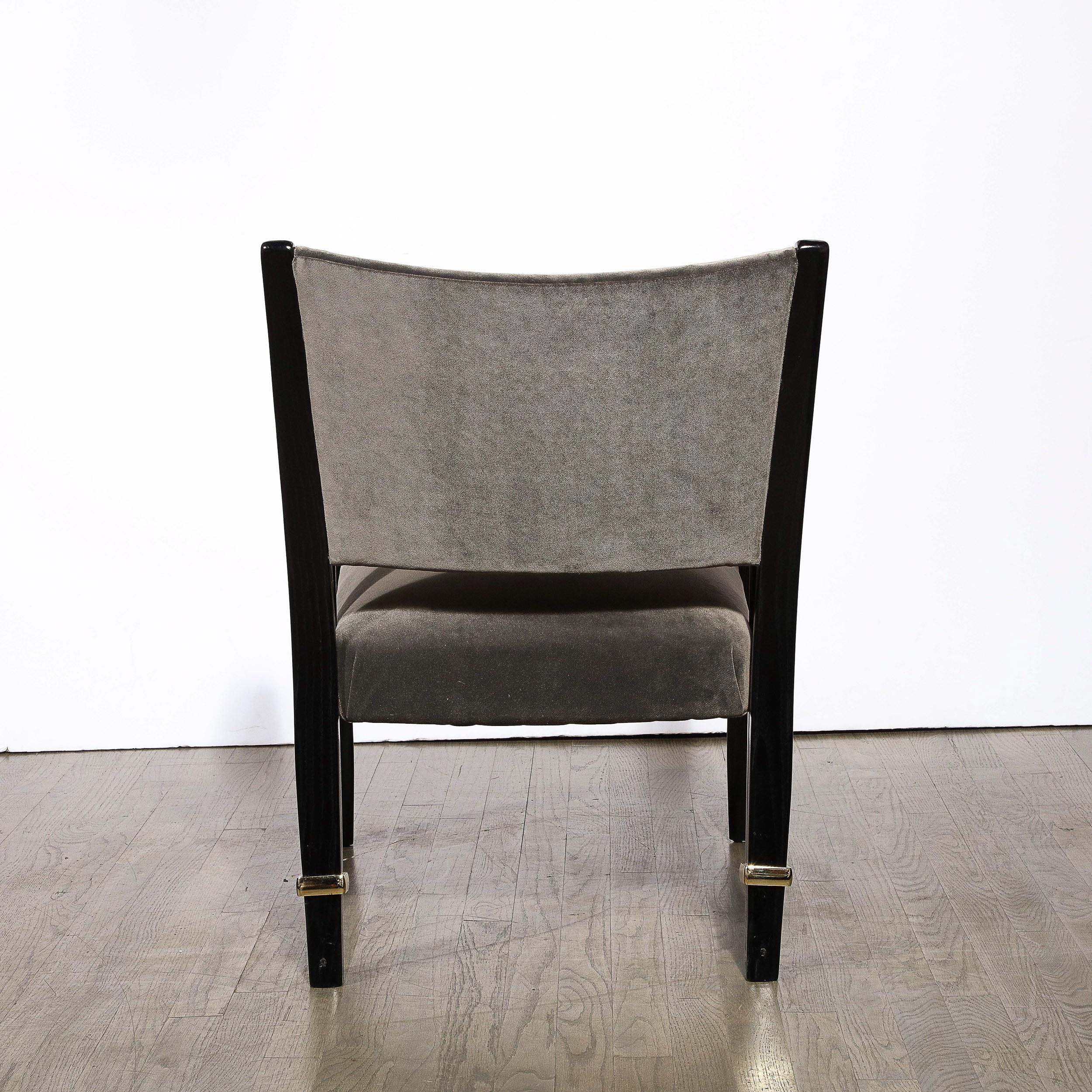 Mid-Century Modern Ebonized Walnut & Brass Spring-Back Chairs by Hughes Steiner For Sale 3