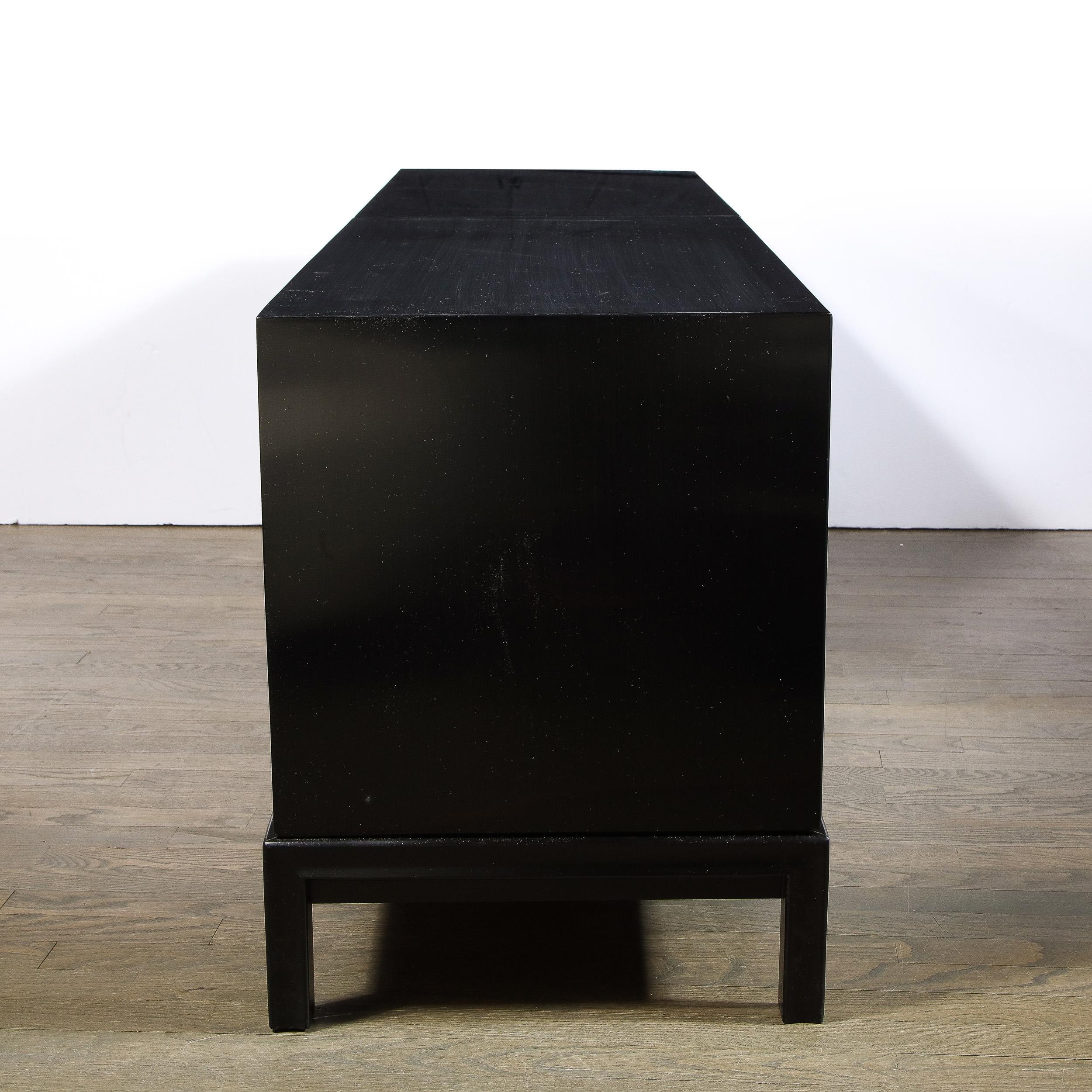 Mid-Century Modern Ebonized Walnut Cabinet w/ Bronze Pulls by Renzo Rutili 7