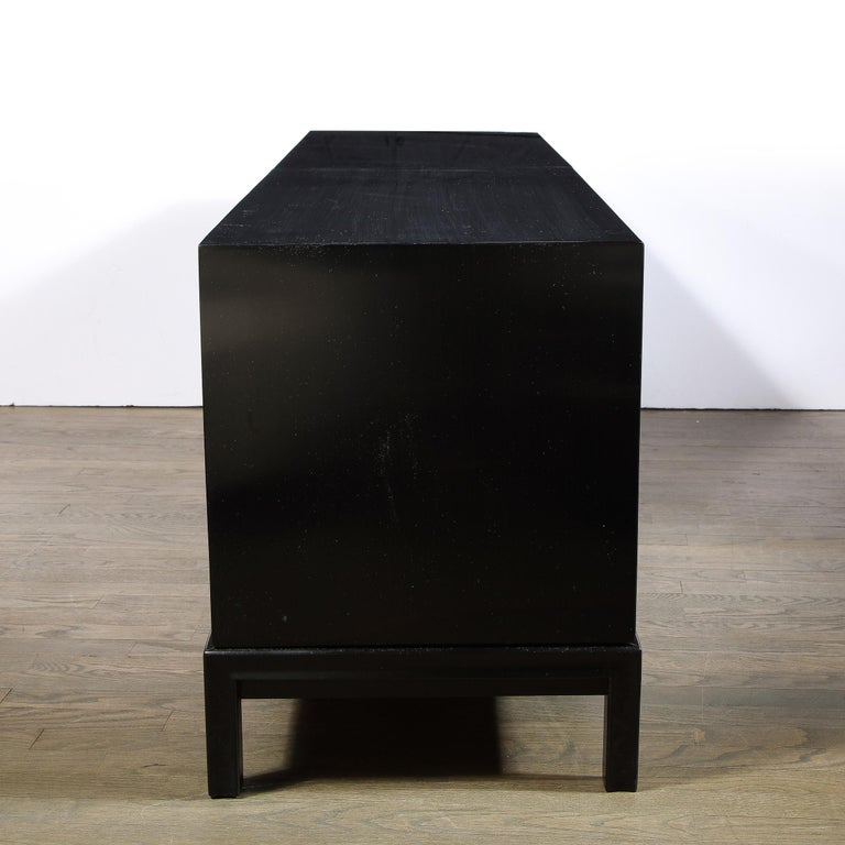 Mid-Century Modern Ebonized Walnut Cabinet w/ Bronze Pulls by Renzo Rutili For Sale 7
