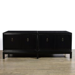 Mid-Century Modern Ebonized Walnut Cabinet w/ Bronze Pulls by Renzo Rutili
