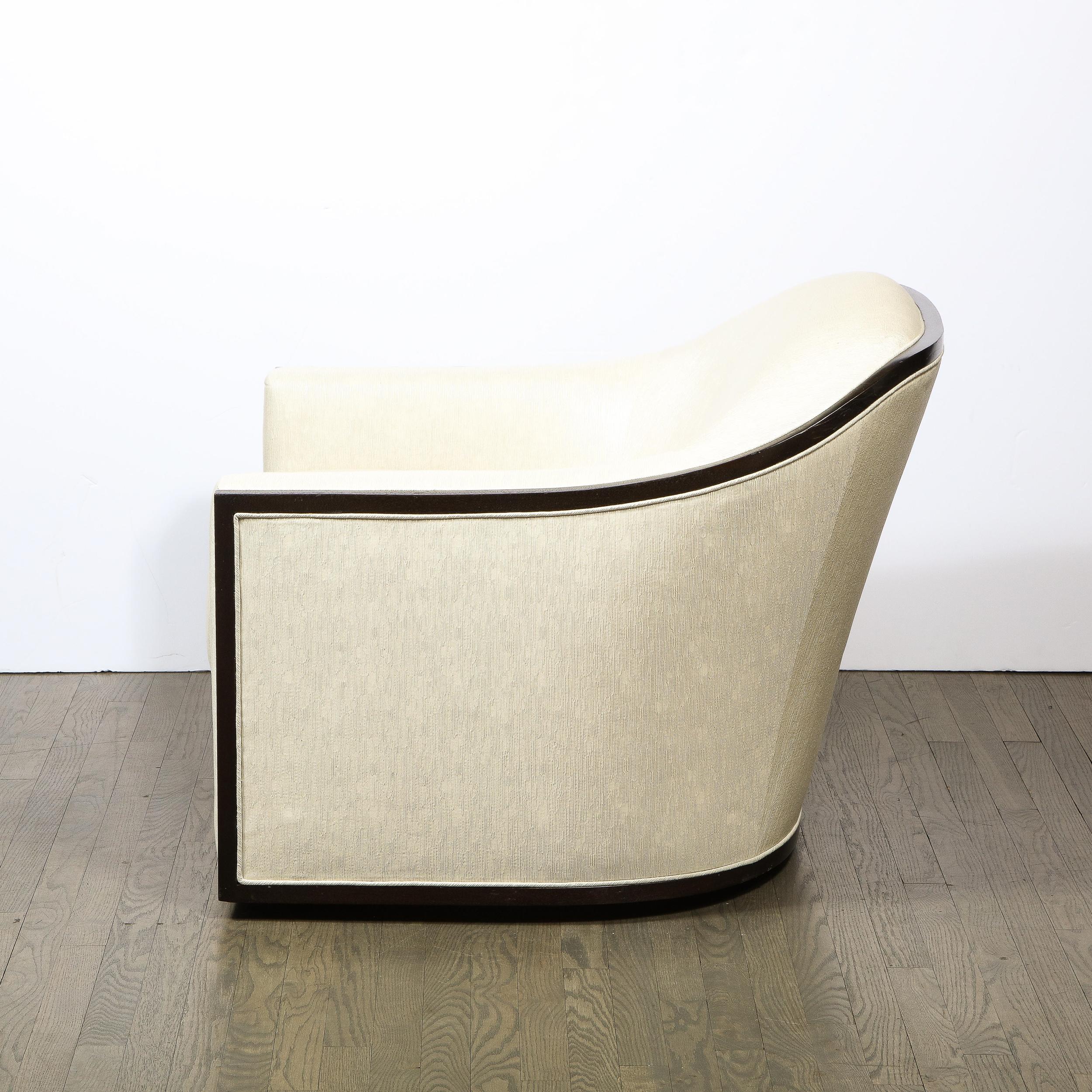 Mid-20th Century Mid-Century Modern Ebonized Walnut Club/ Lounge Chair in Pearl Holly Hunt Fabric