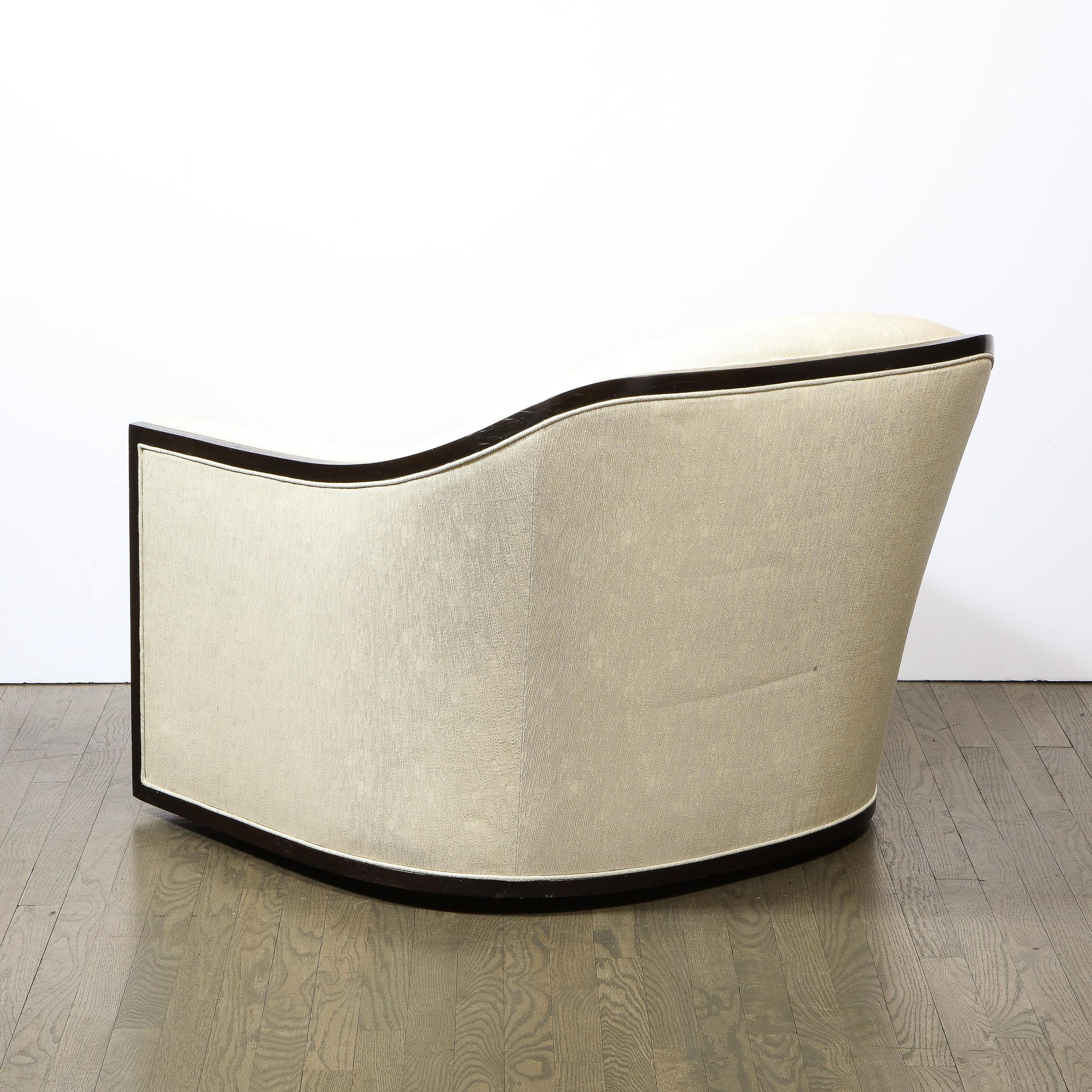 Mid-Century Modern Ebonized Walnut Club/ Lounge Chair in Pearl Holly Hunt Fabric 1