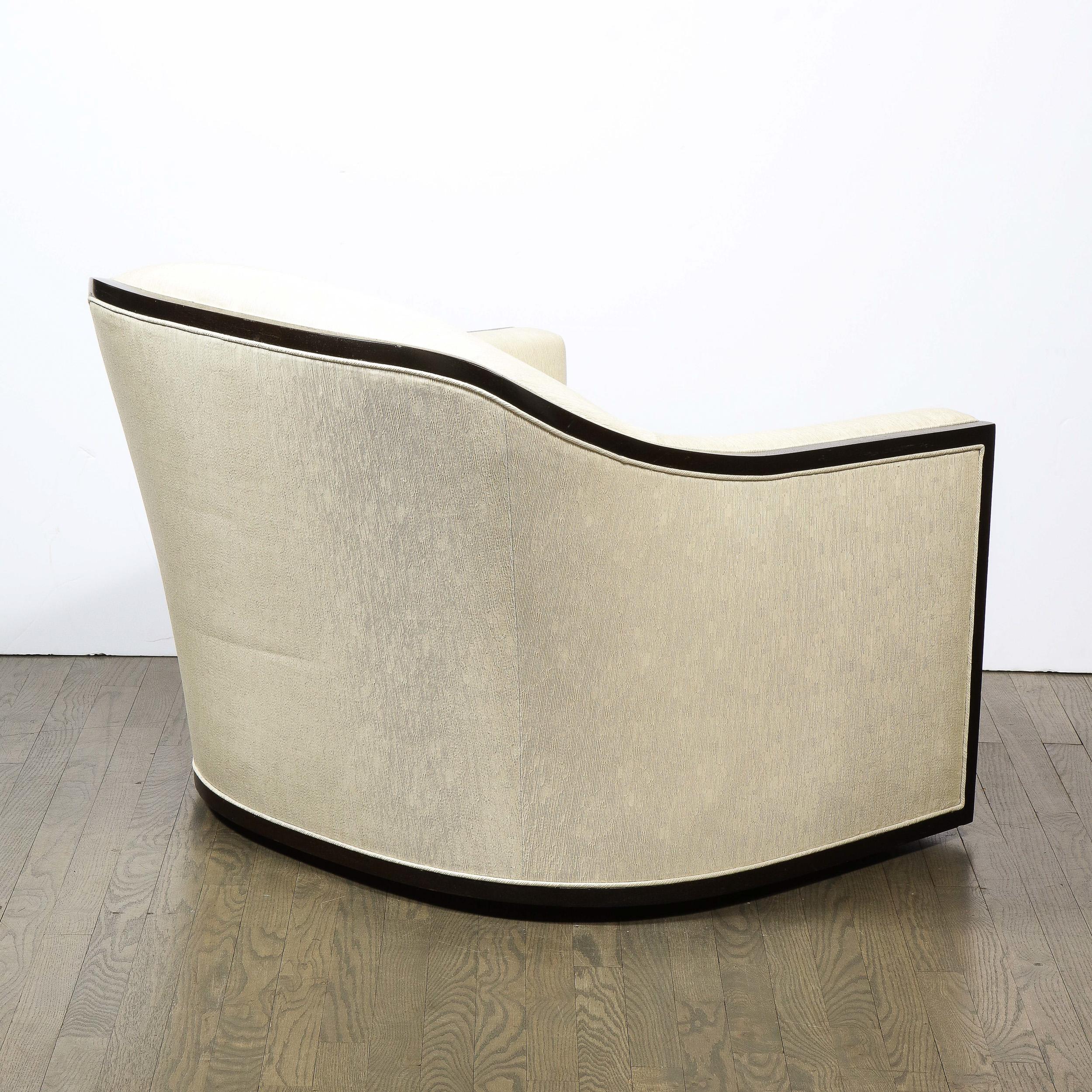 Mid-Century Modern Ebonized Walnut Club/ Lounge Chair in Pearl Holly Hunt Fabric 3