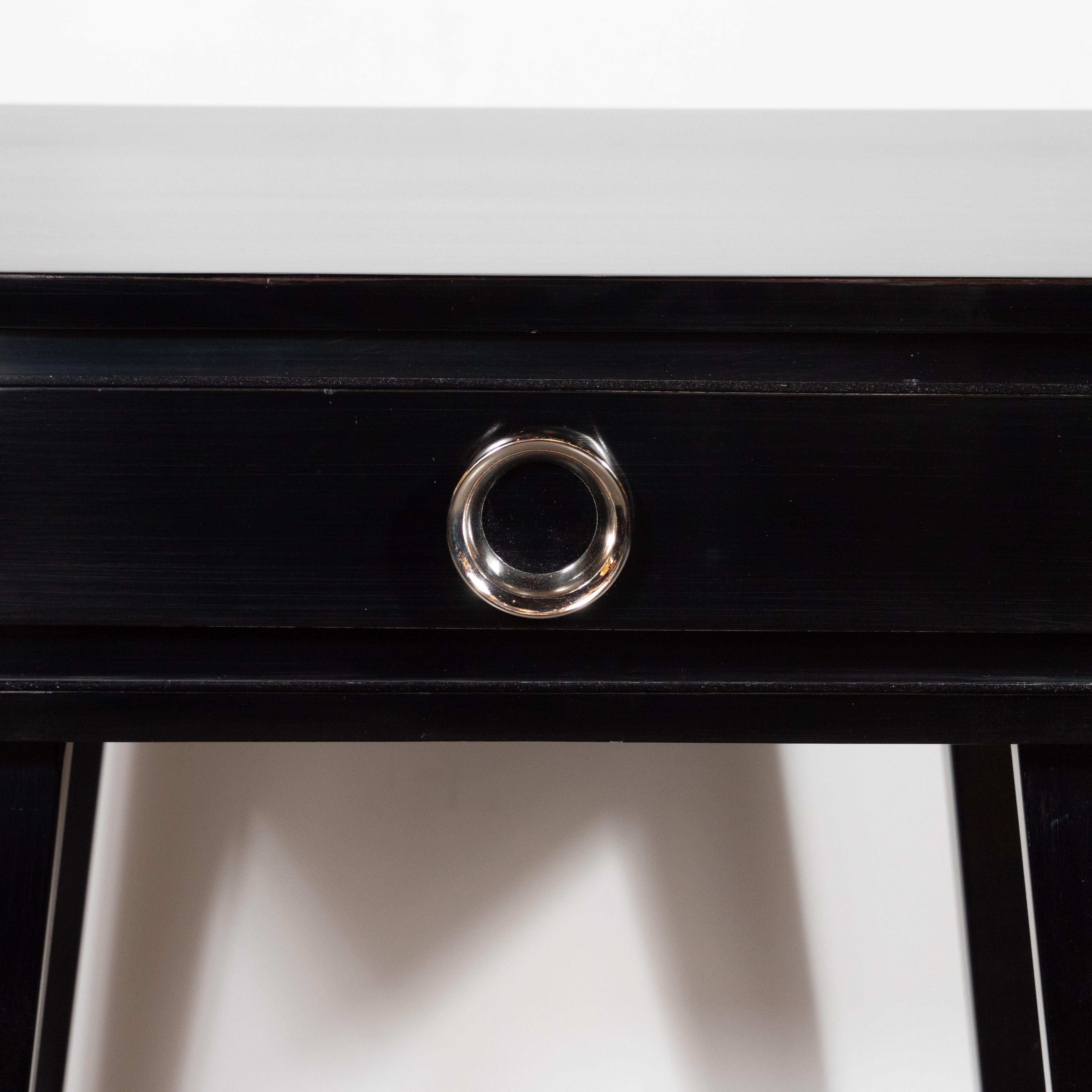 Mid-20th Century Mid-Century Modern End Tables/ Nightstands with Circular Nickeled Pulls