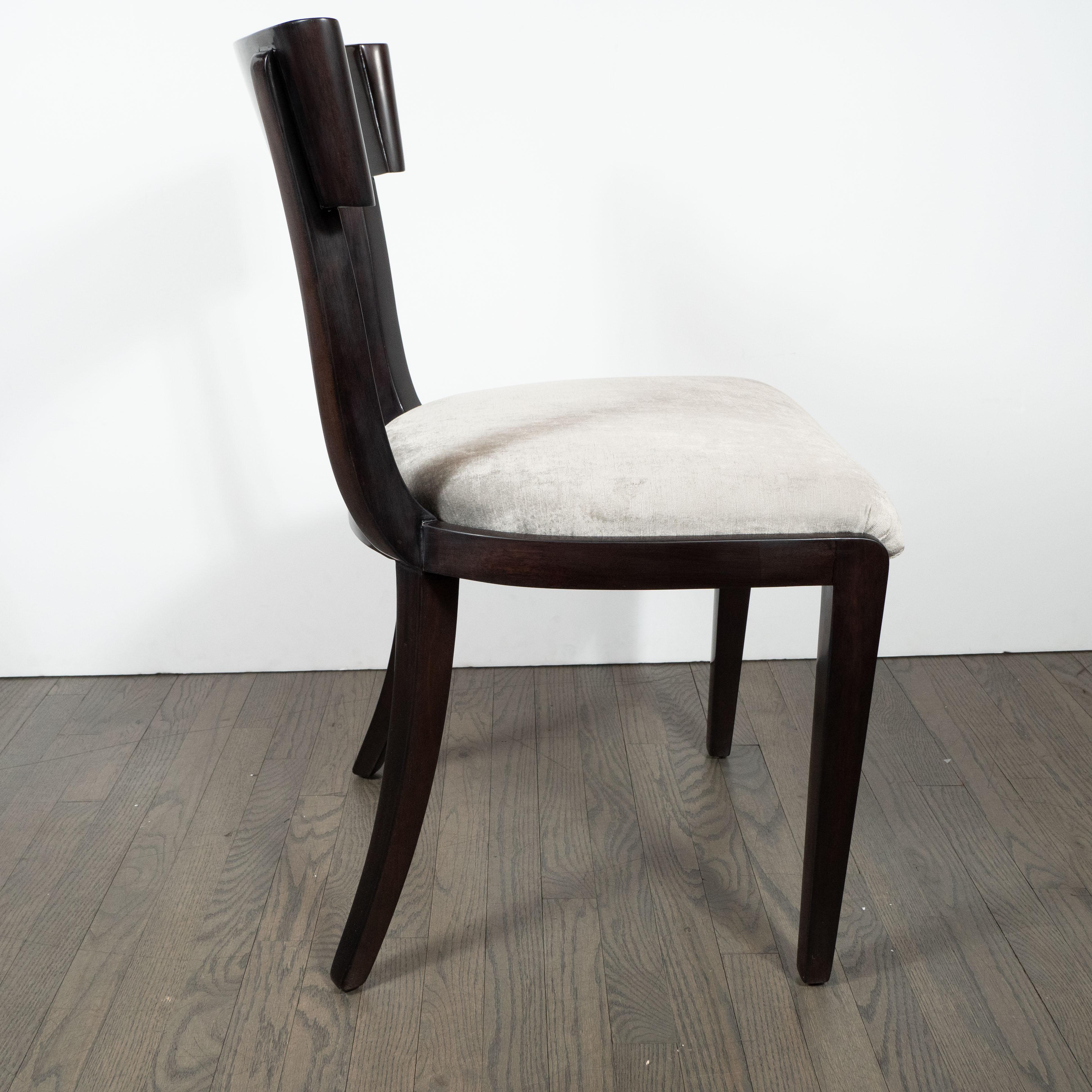 Mid-20th Century Mid-Century Modern Ebonized Walnut and Platinum Velvet Side Chair by Dunbar
