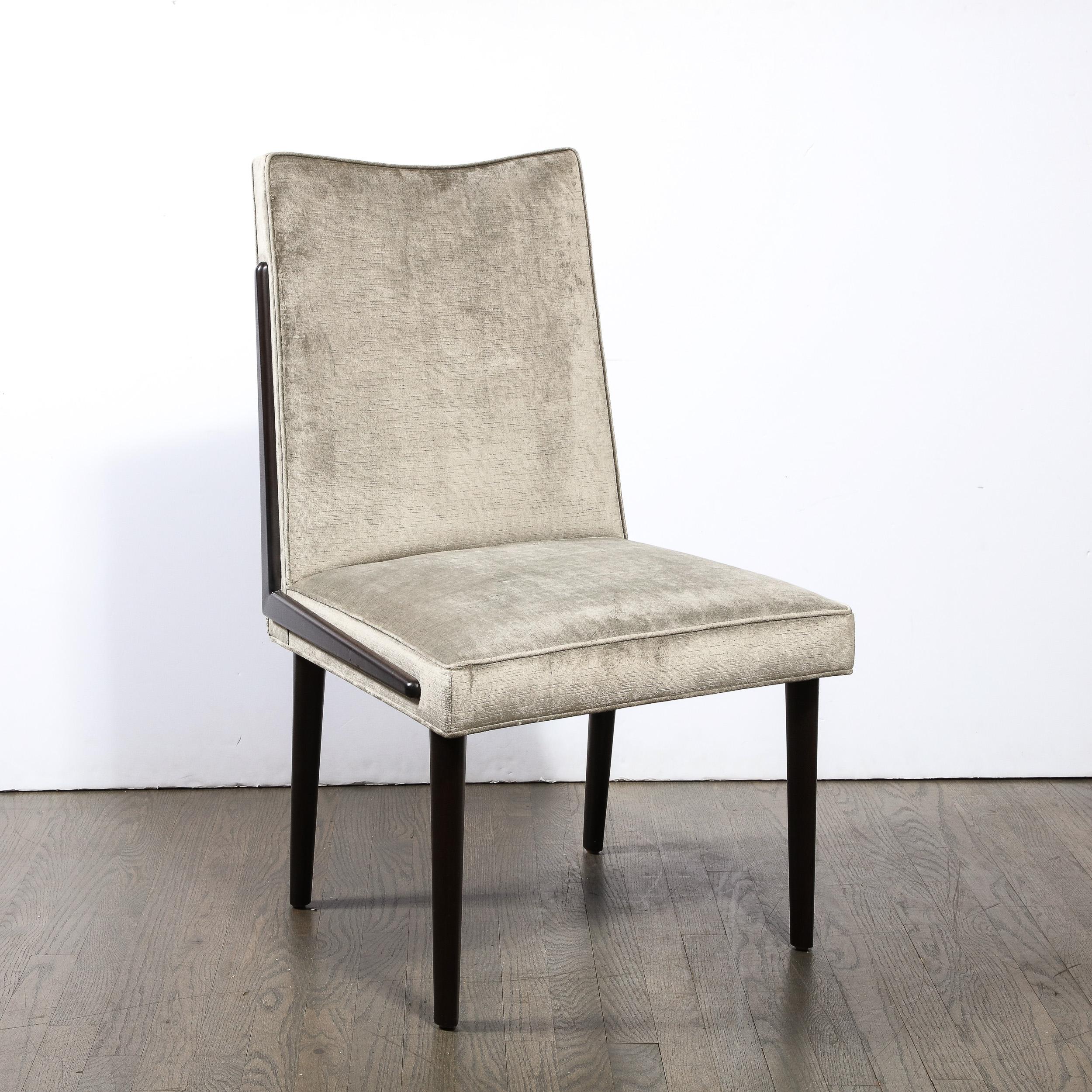 Mid-Century Modern Ebonized Walnut & Platinum Velvet Side Chair For Sale 5