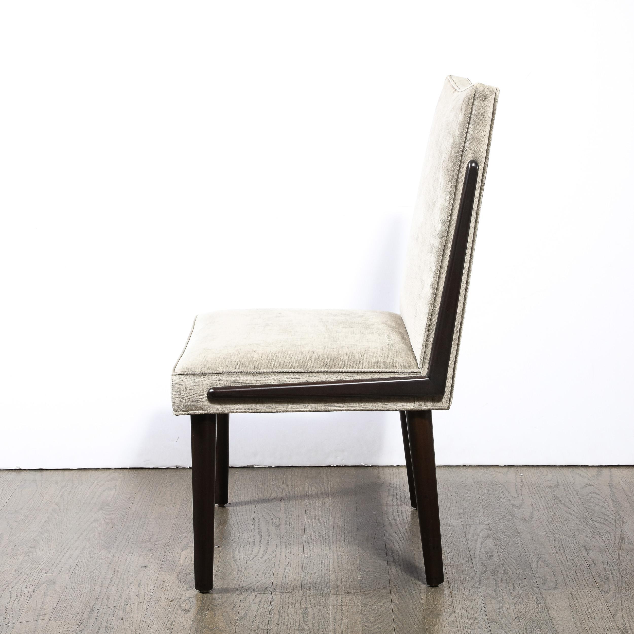 Mid-20th Century Mid-Century Modern Ebonized Walnut & Platinum Velvet Side Chair For Sale