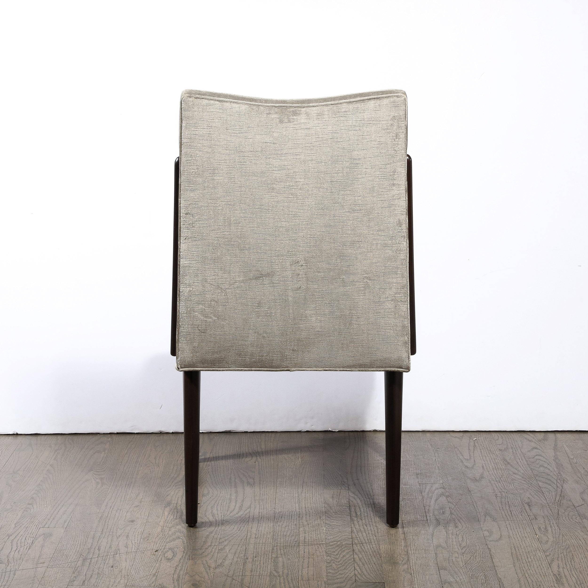 Mid-Century Modern Ebonized Walnut & Platinum Velvet Side Chair For Sale 1