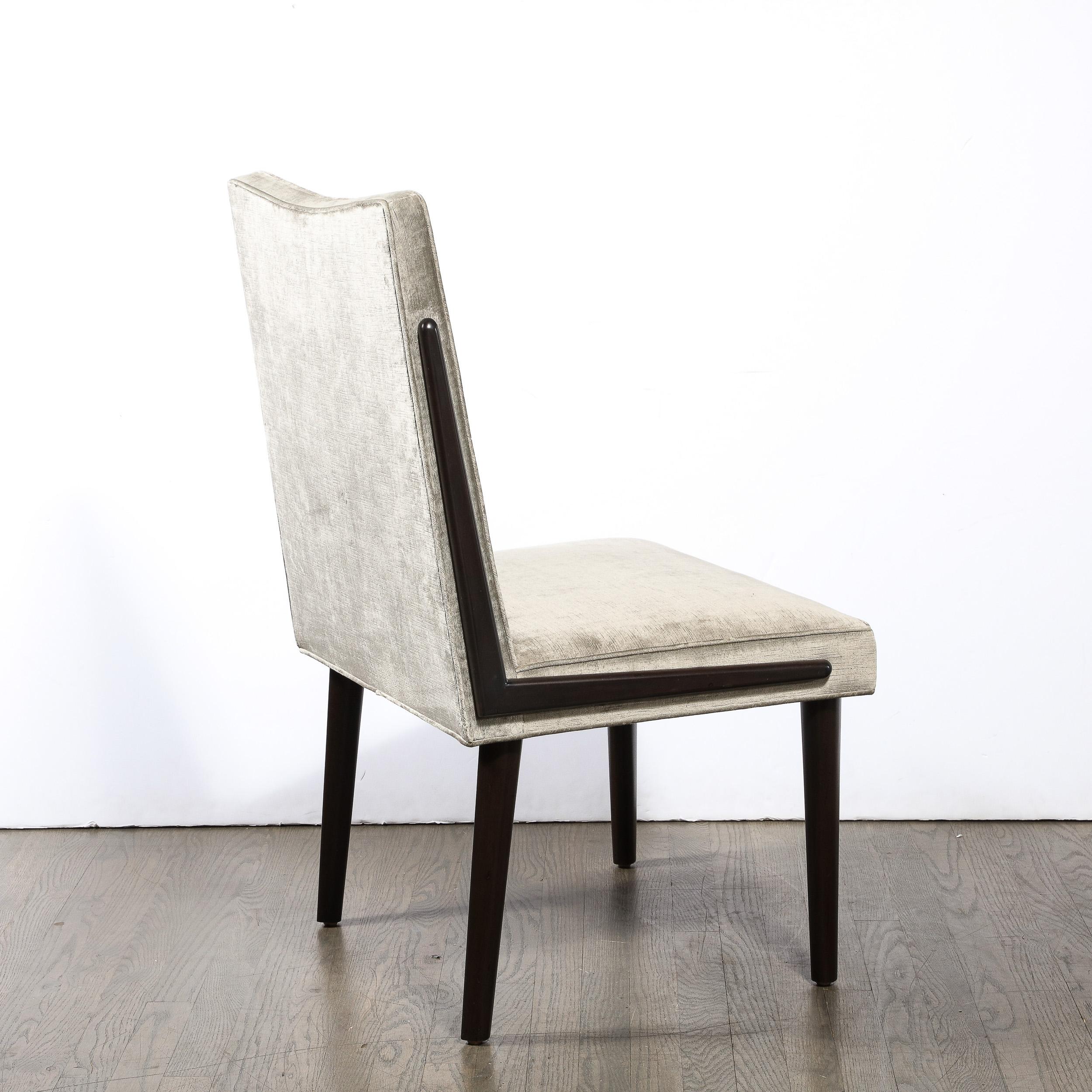 Mid-Century Modern Ebonized Walnut & Platinum Velvet Side Chair For Sale 2